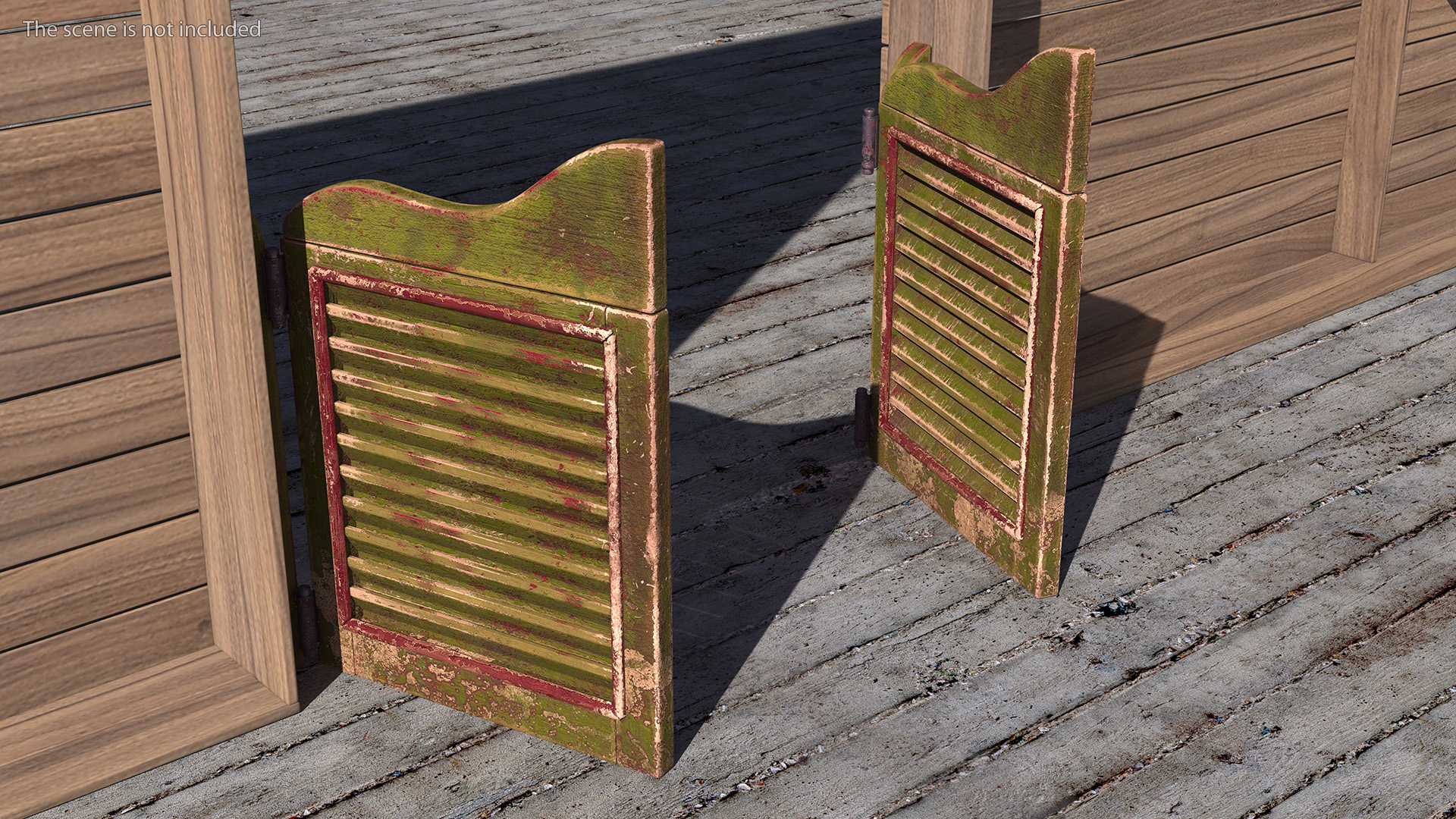 Old Wood Saloon Doors Rigged for Maya 3D