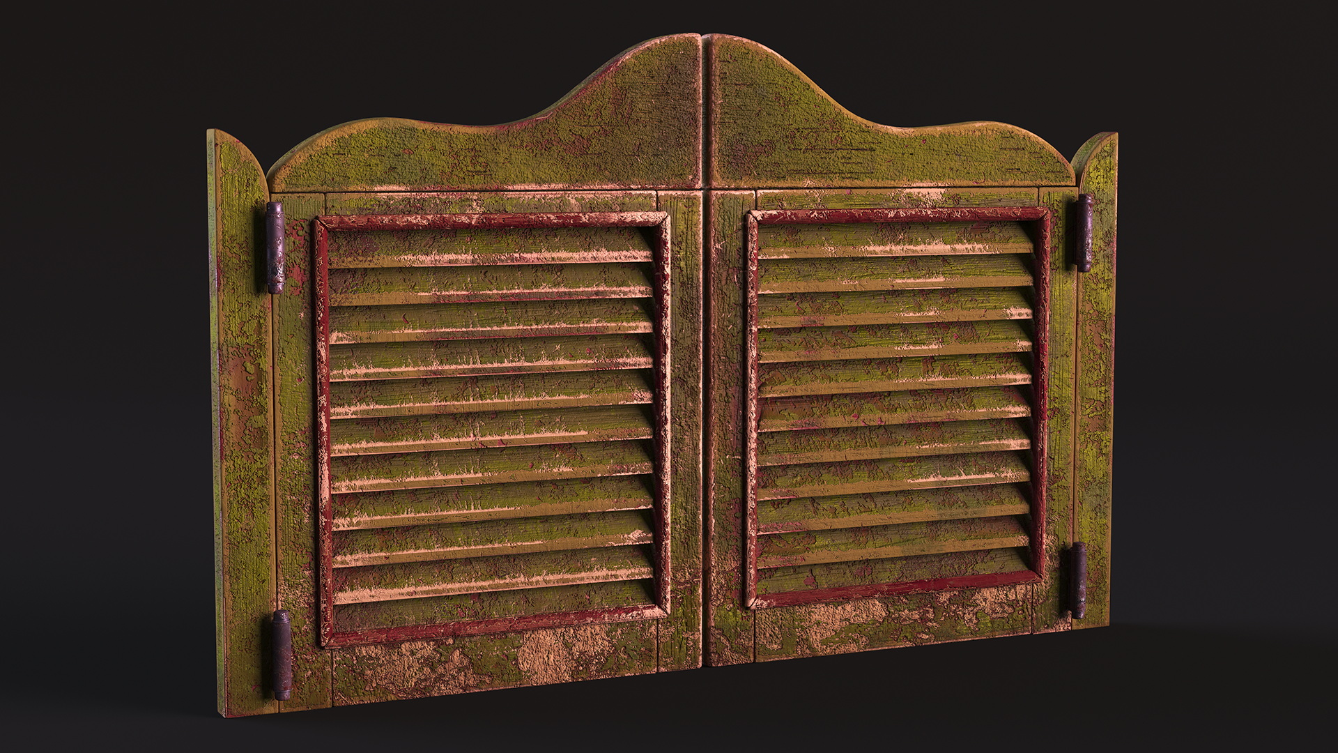Old Wood Saloon Doors Rigged for Maya 3D