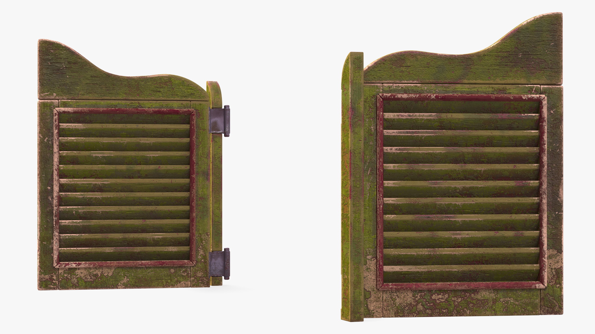 Old Wood Saloon Doors Rigged for Maya 3D
