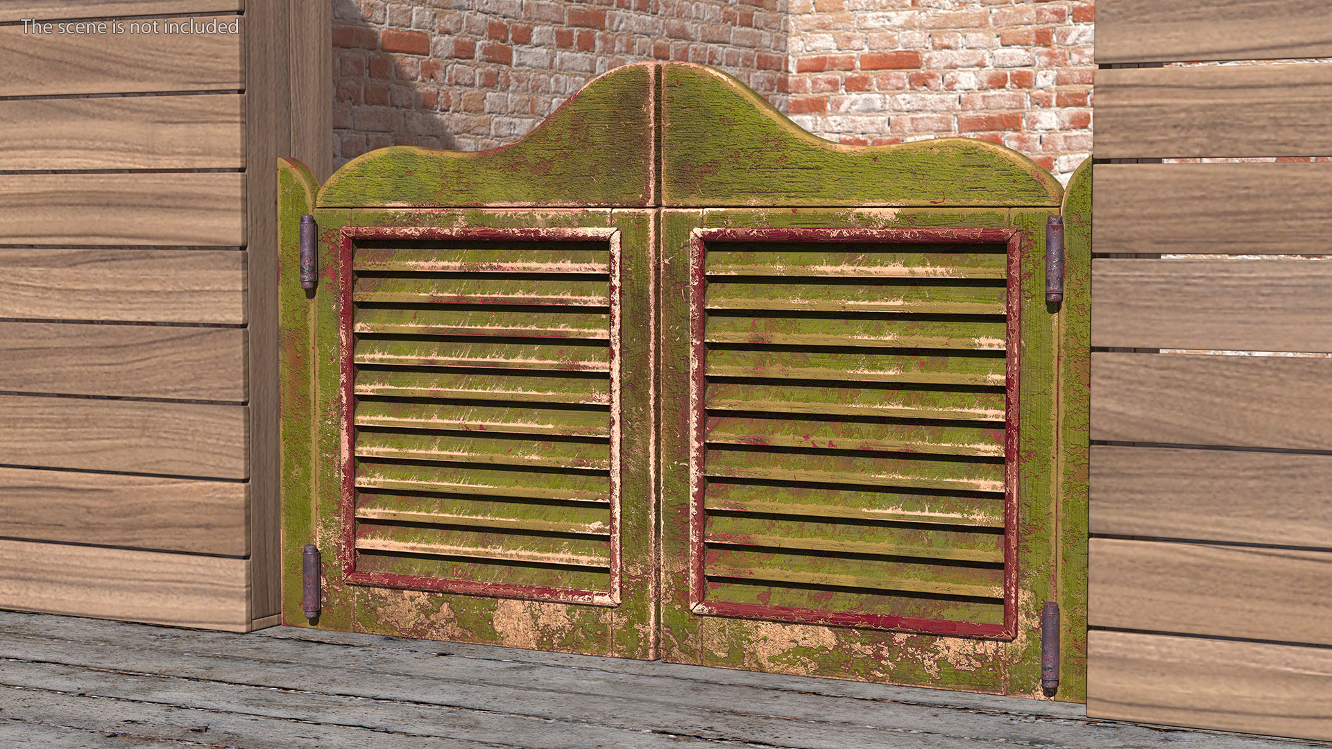 Old Wood Saloon Doors Rigged for Maya 3D