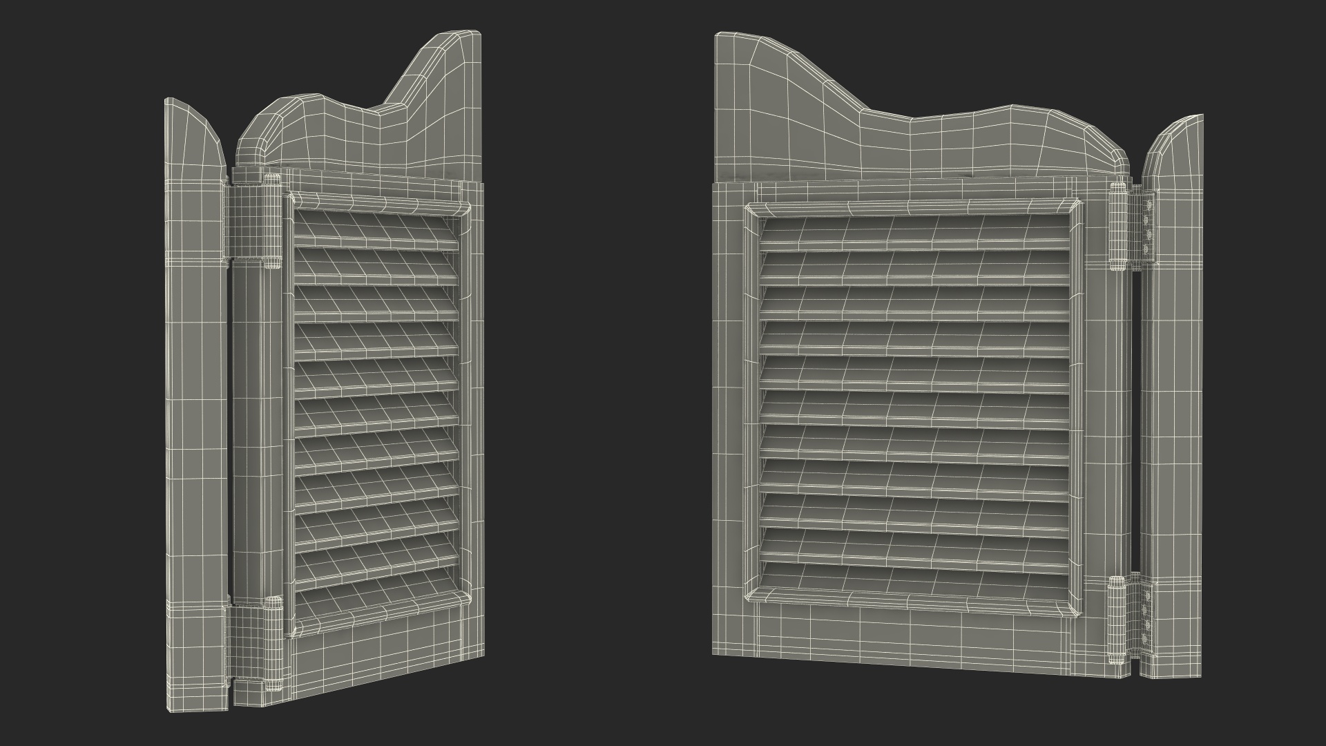 Old Wood Saloon Doors Rigged for Maya 3D