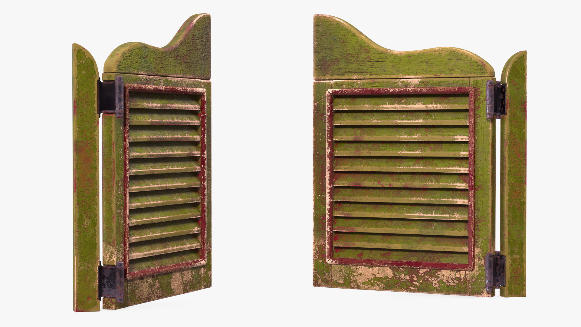Old Wood Saloon Doors Rigged for Maya 3D