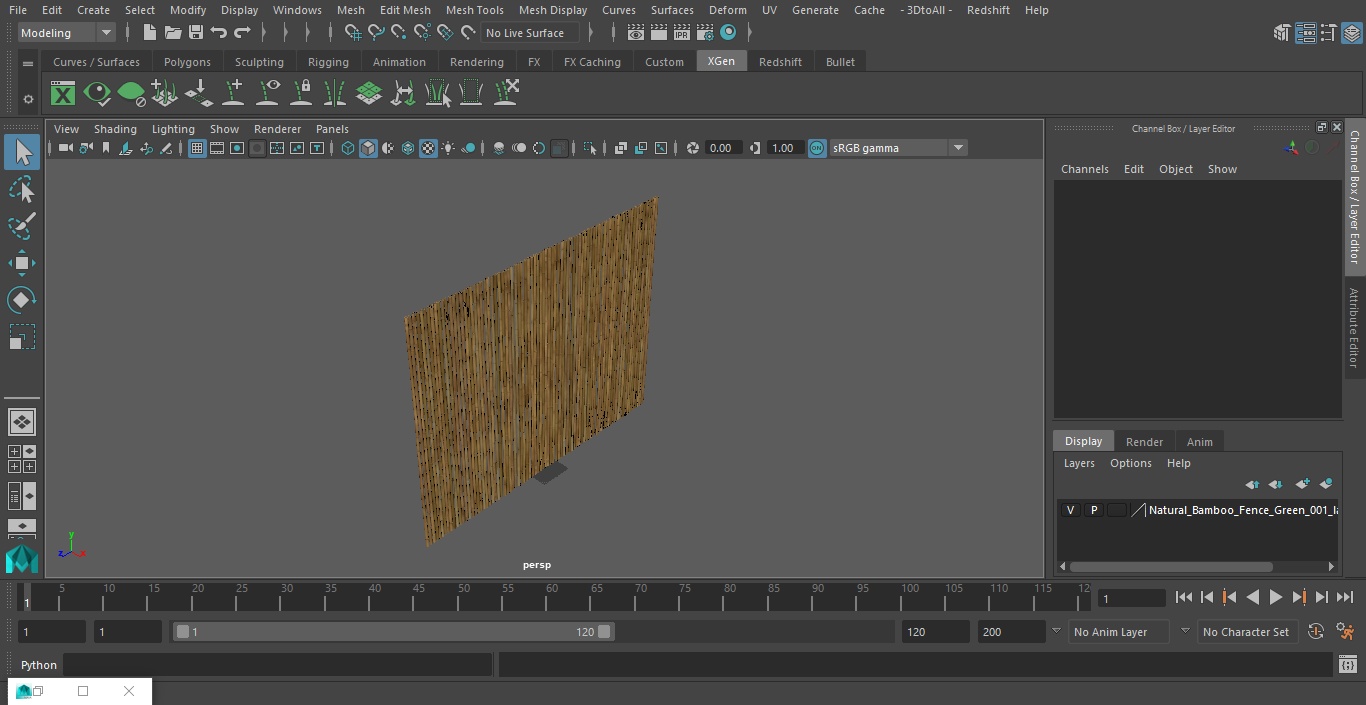 3D Bamboo Fence Dark Color model