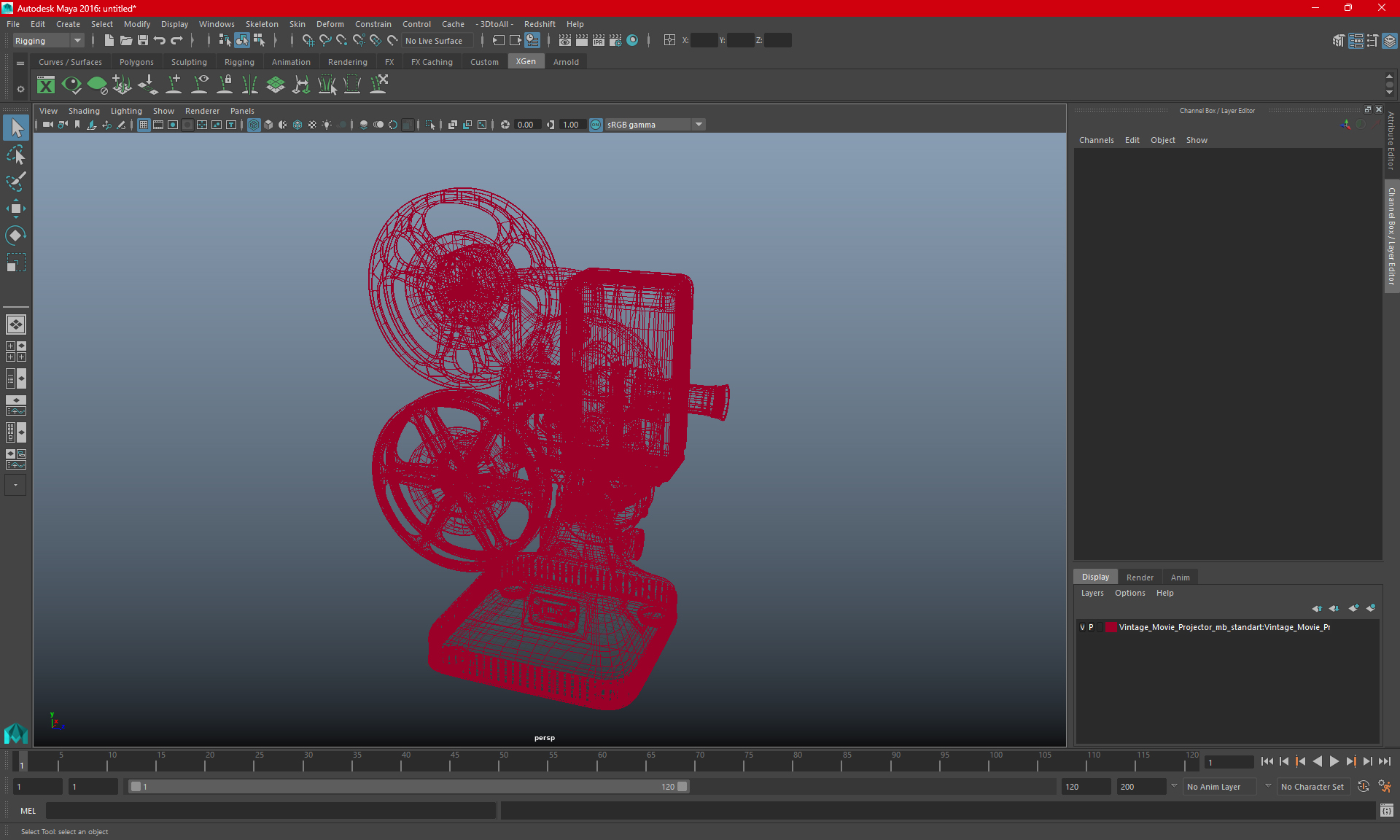 3D Vintage Movie Projector model