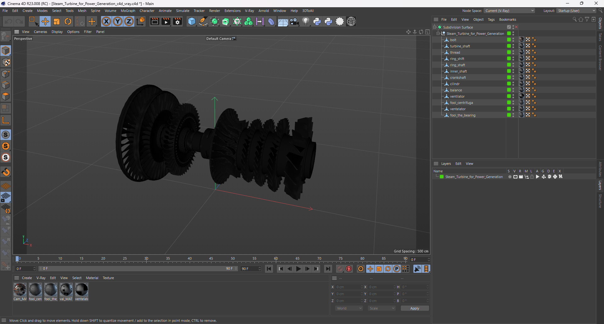 Steam Turbine for Power Generation 3D model