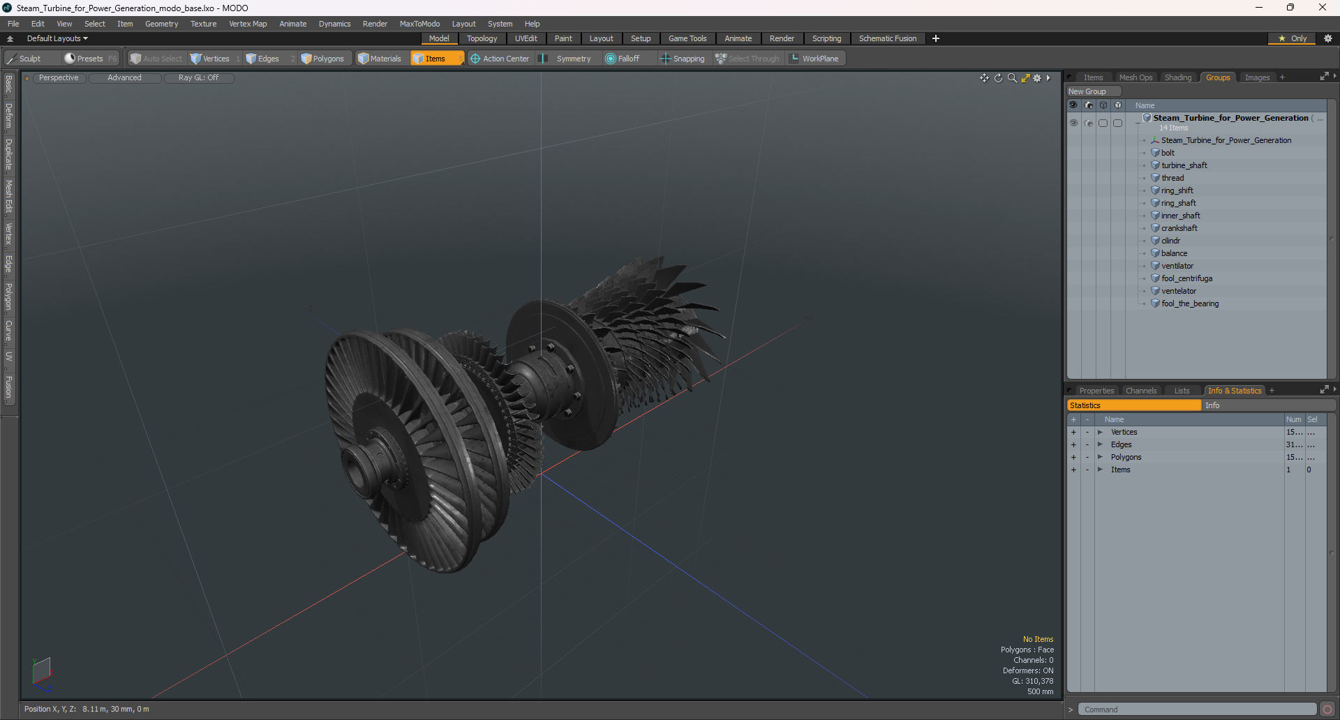 Steam Turbine for Power Generation 3D model