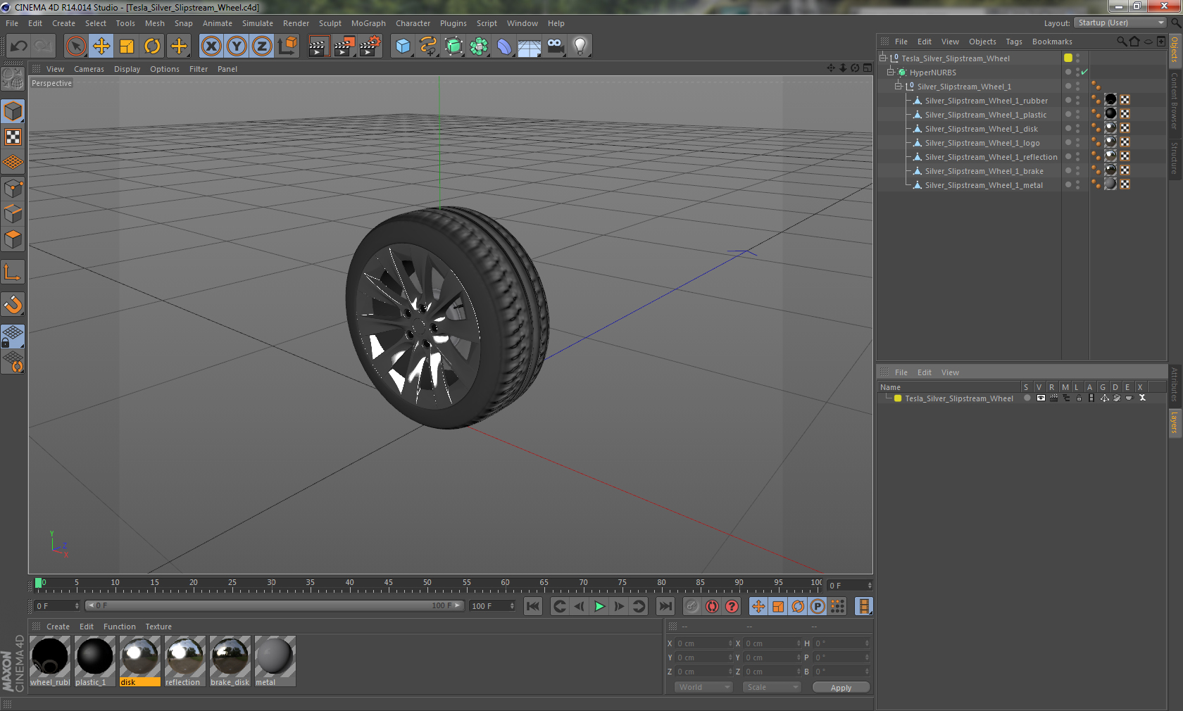 Tesla Silver Slipstream Wheel 3D model