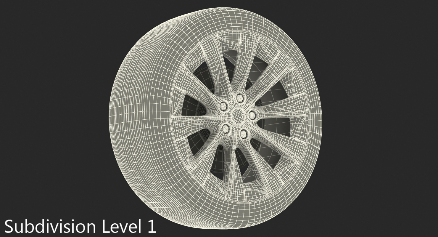 Tesla Silver Slipstream Wheel 3D model