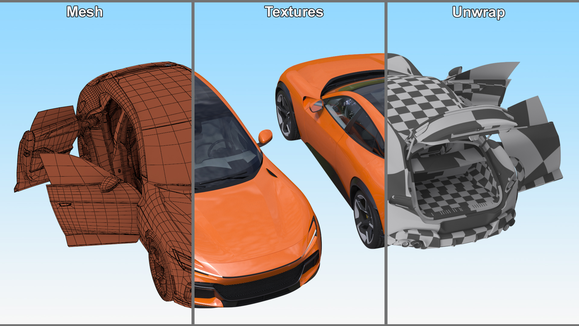 3D Sports Crossover Car Orange Rigged for Cinema 4D model