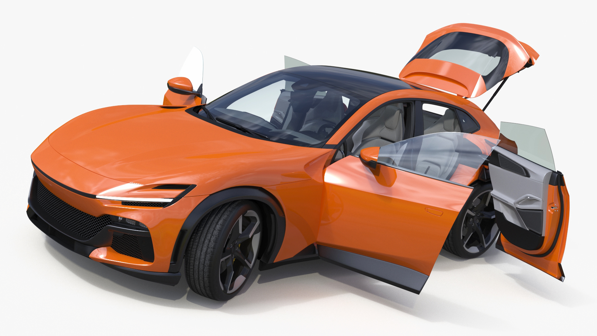 3D Sports Crossover Car Orange Rigged for Cinema 4D model