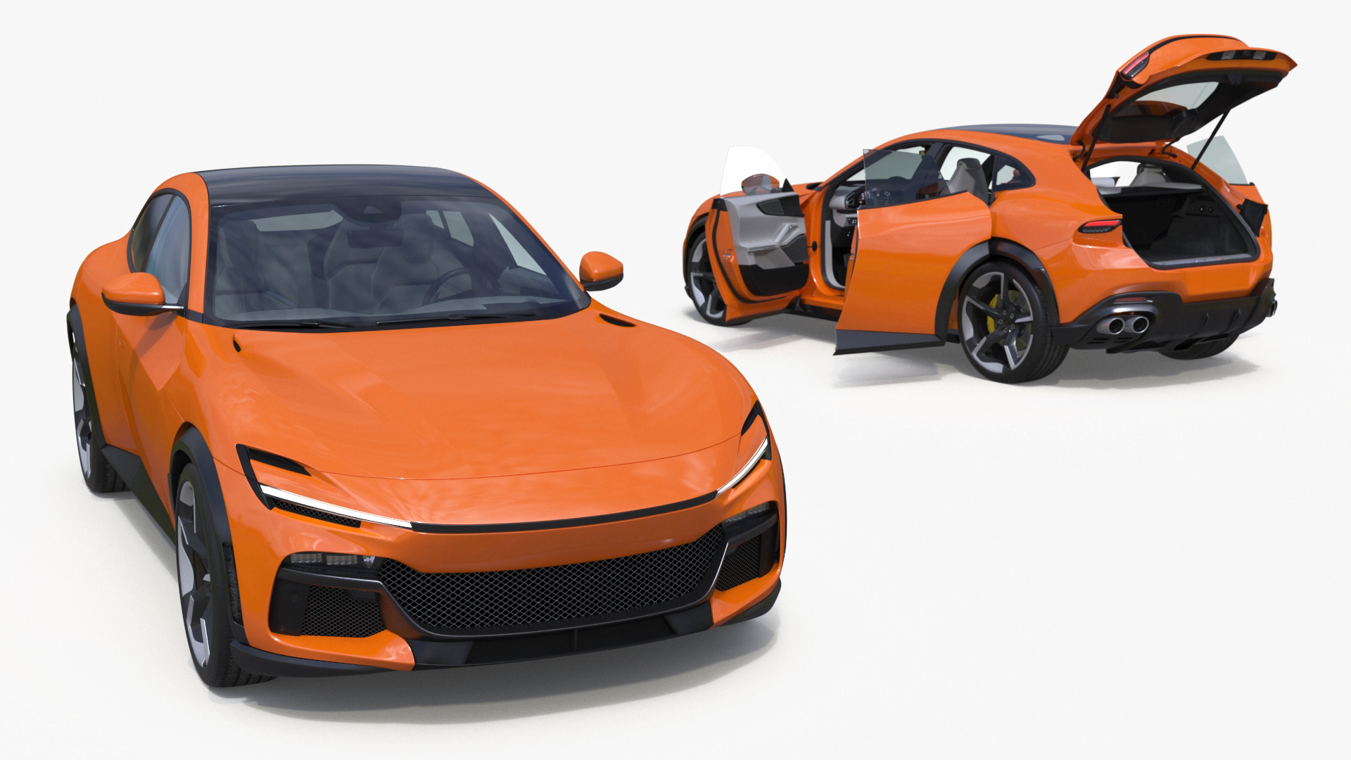3D Sports Crossover Car Orange Rigged for Cinema 4D model