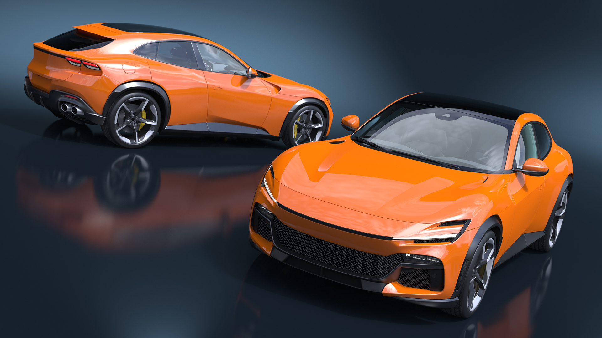 3D Sports Crossover Car Orange Rigged for Cinema 4D model