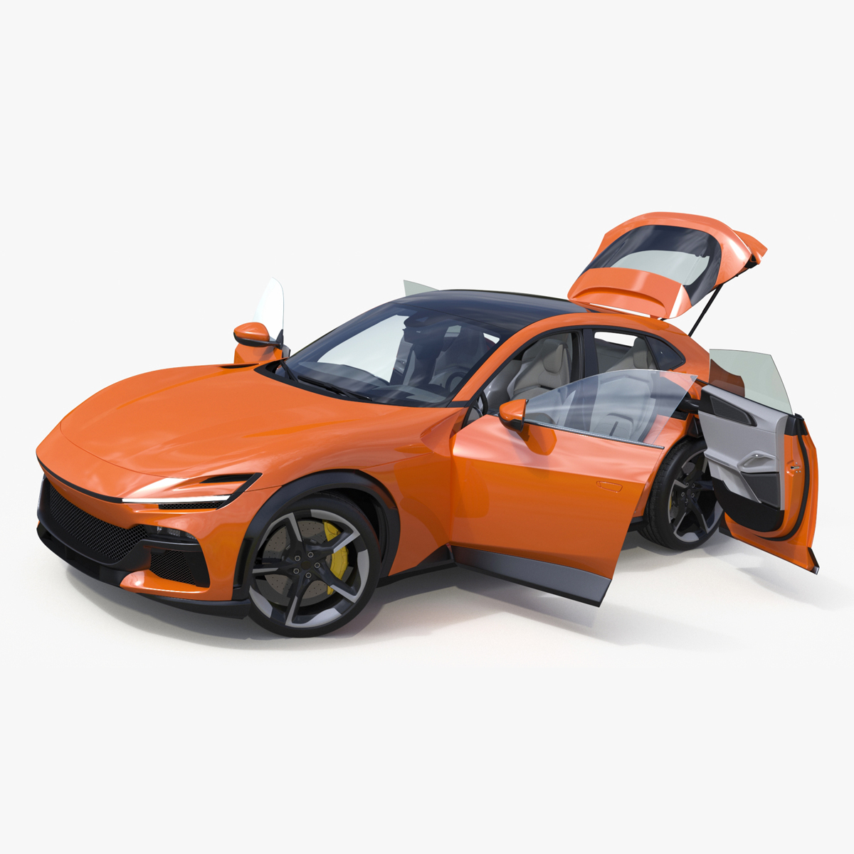 3D Sports Crossover Car Orange Rigged for Cinema 4D model