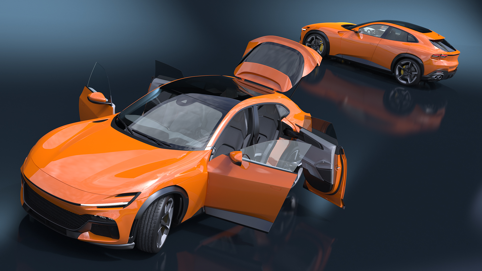 3D Sports Crossover Car Orange Rigged for Cinema 4D model