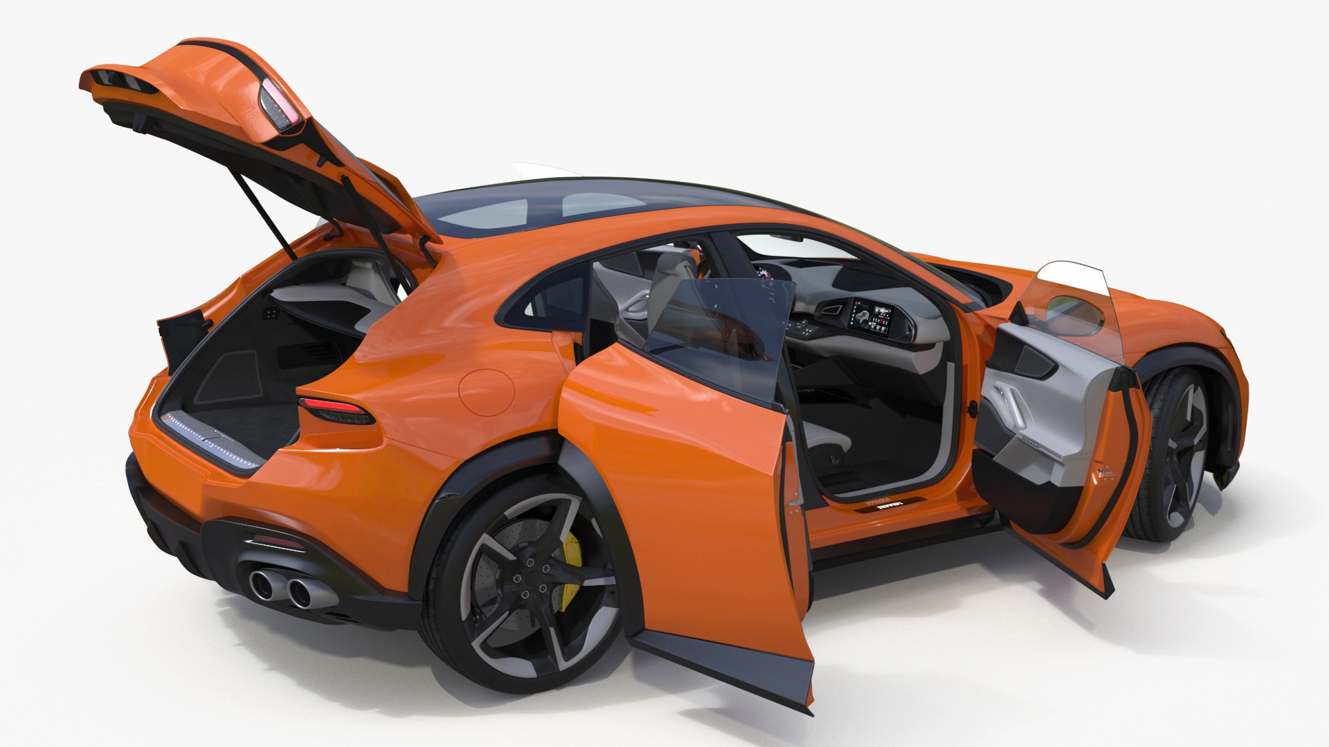 3D Sports Crossover Car Orange Rigged for Cinema 4D model