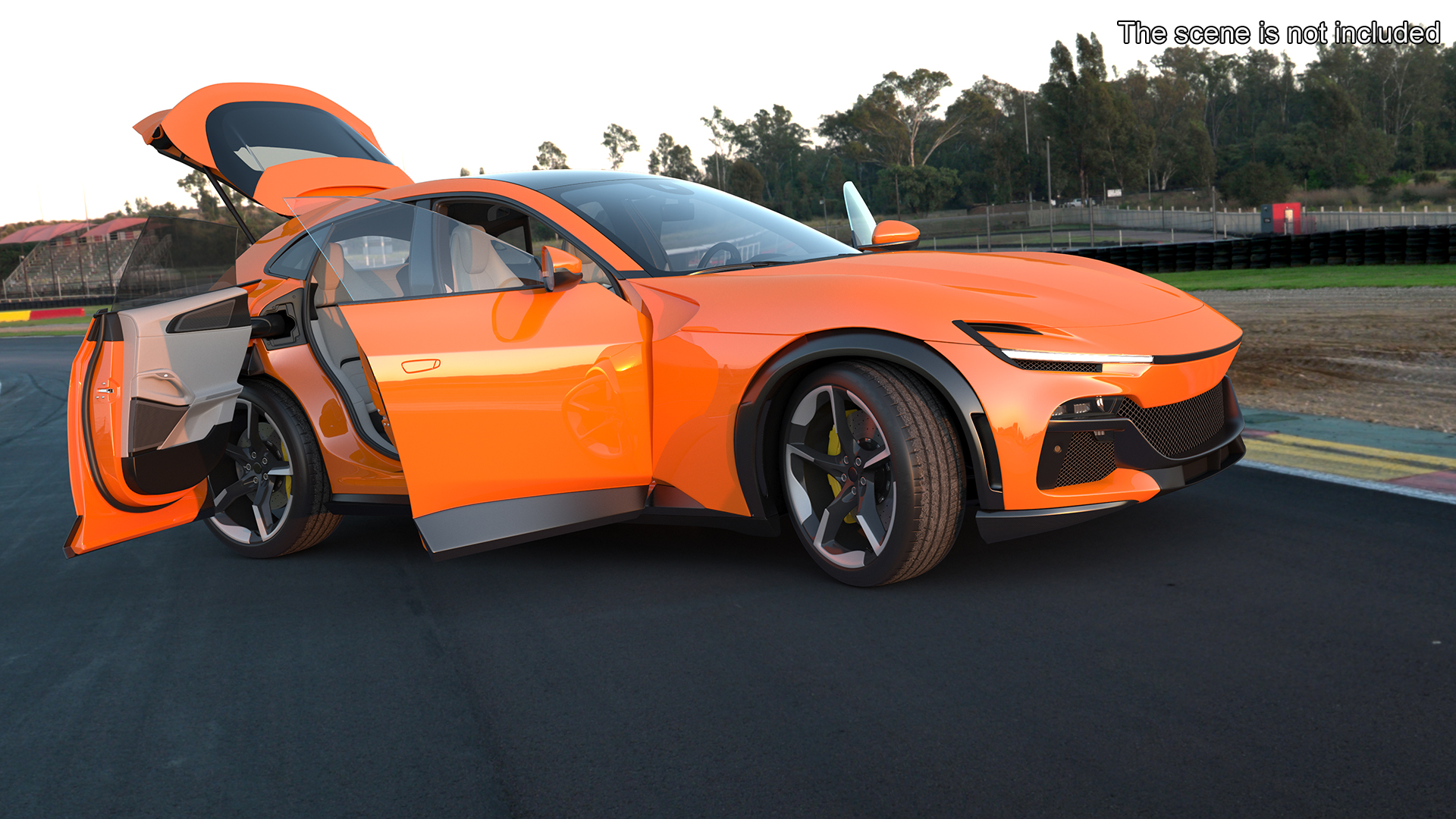 3D Sports Crossover Car Orange Rigged for Cinema 4D model