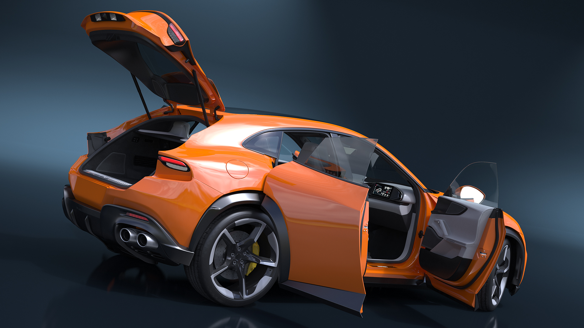 3D Sports Crossover Car Orange Rigged for Cinema 4D model