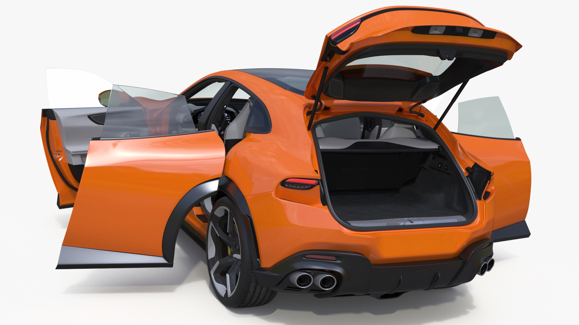 3D Sports Crossover Car Orange Rigged for Cinema 4D model
