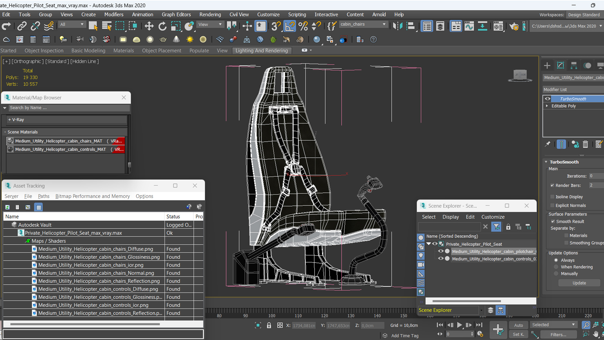 Private Helicopter Pilot Seat 3D model