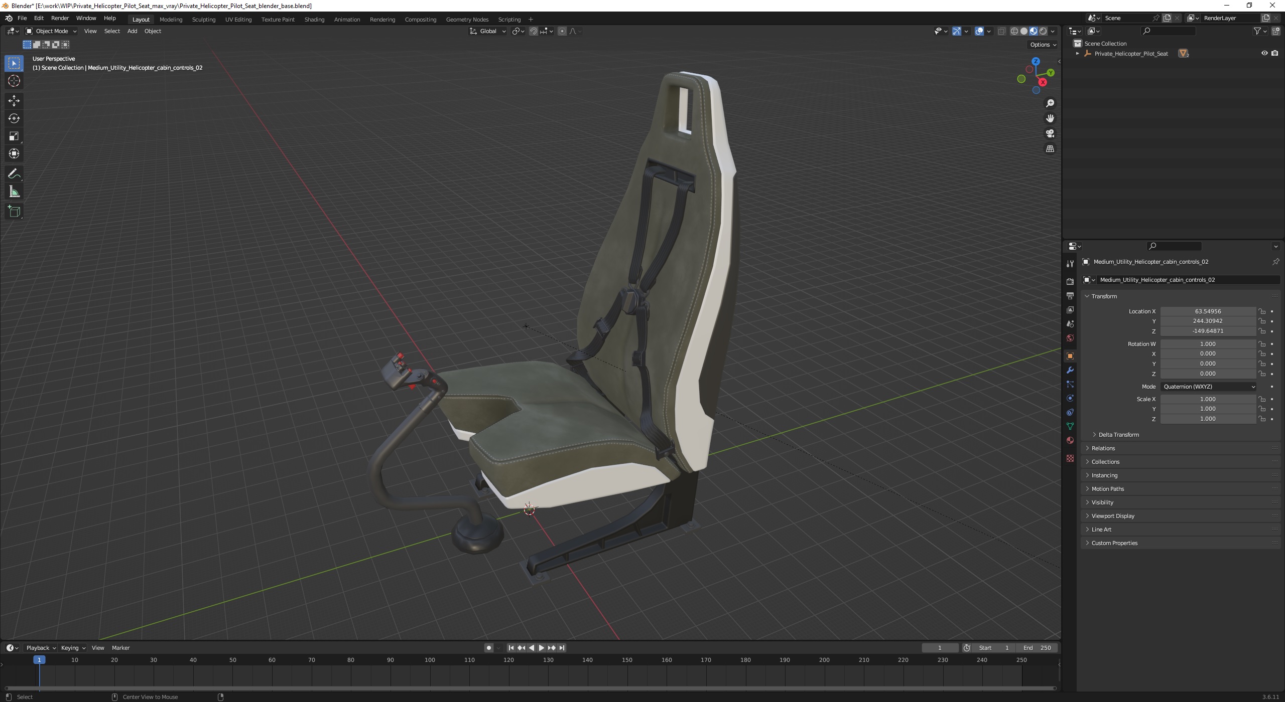 Private Helicopter Pilot Seat 3D model
