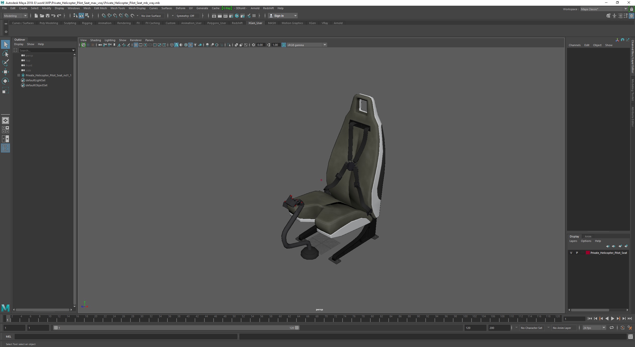 Private Helicopter Pilot Seat 3D model