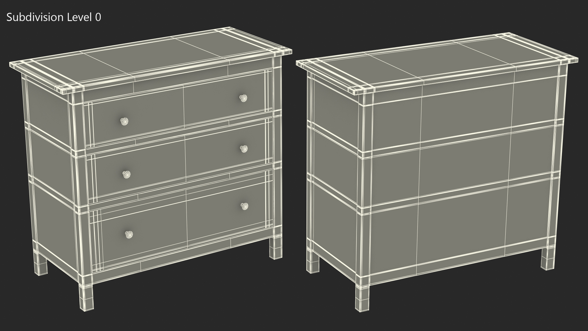 3D Hemnes 3 Drawer Ikea Chest White Stain model
