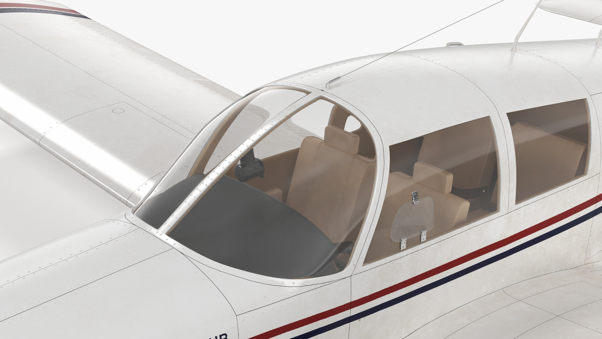 Private Propeller Aircraft Piper PA-28 Cherokee Rigged 3D model