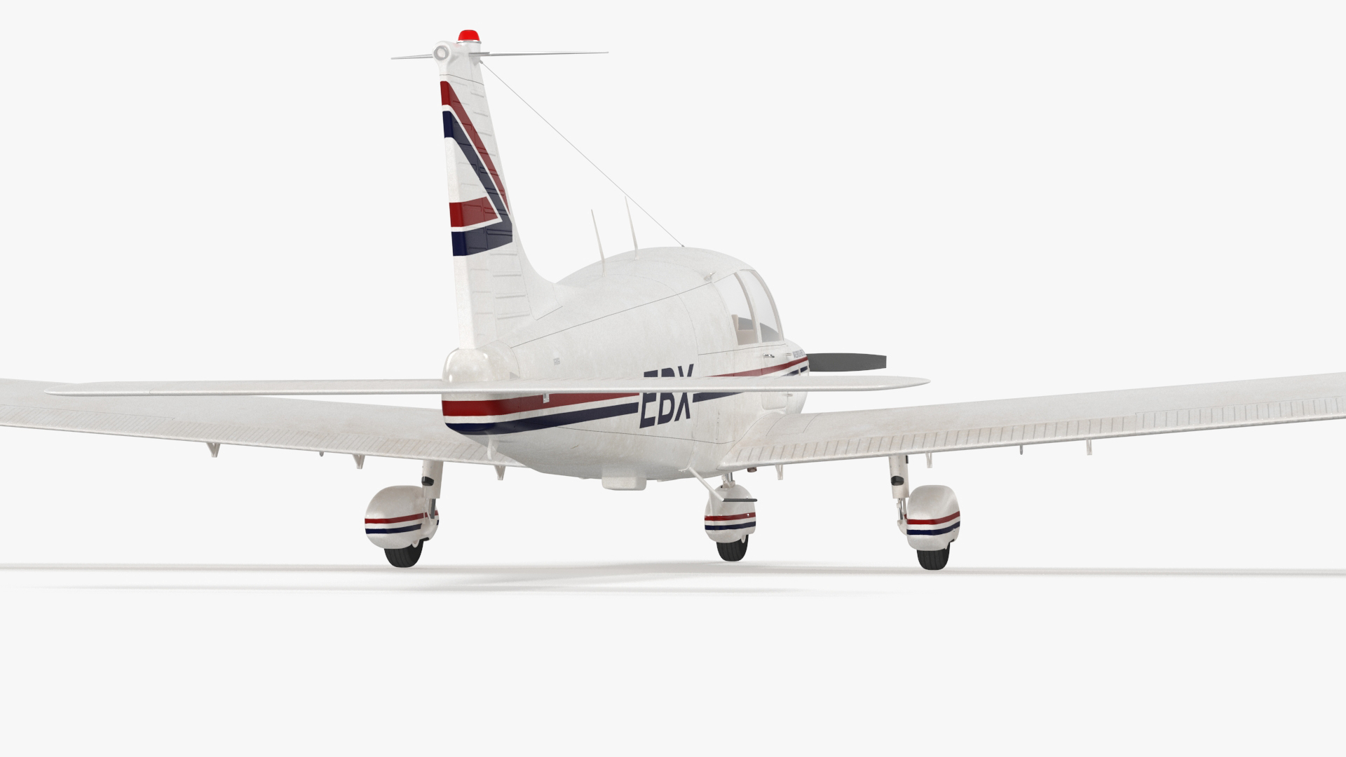 Private Propeller Aircraft Piper PA-28 Cherokee Rigged 3D model
