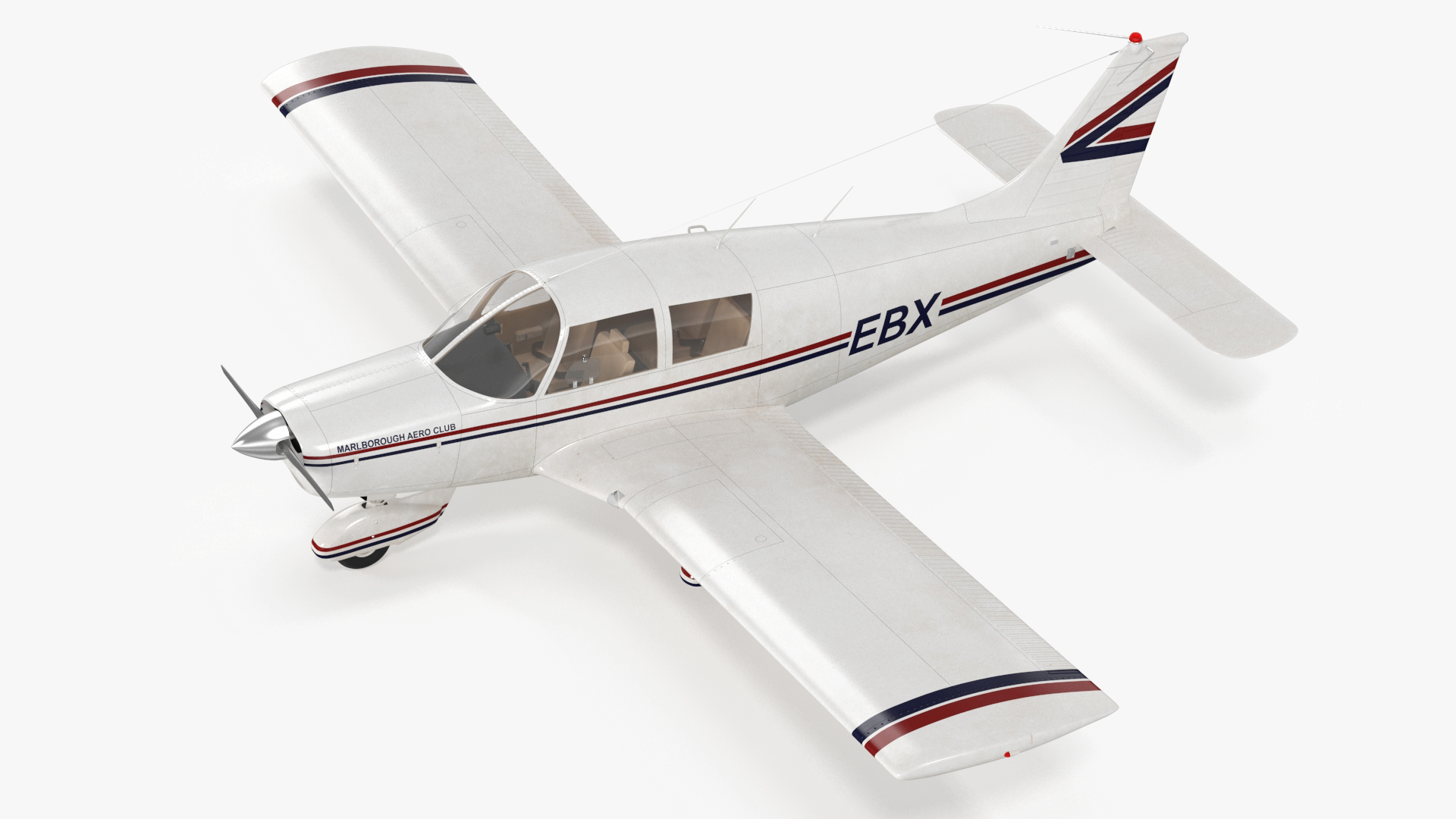 Private Propeller Aircraft Piper PA-28 Cherokee Rigged 3D model