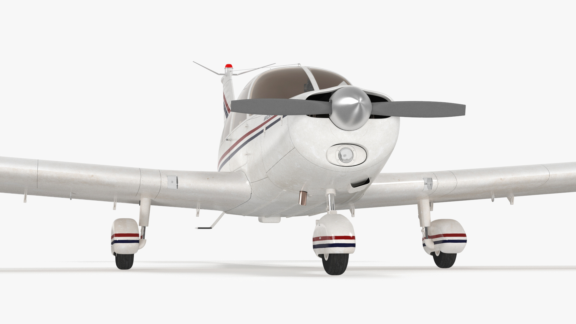 Private Propeller Aircraft Piper PA-28 Cherokee Rigged 3D model
