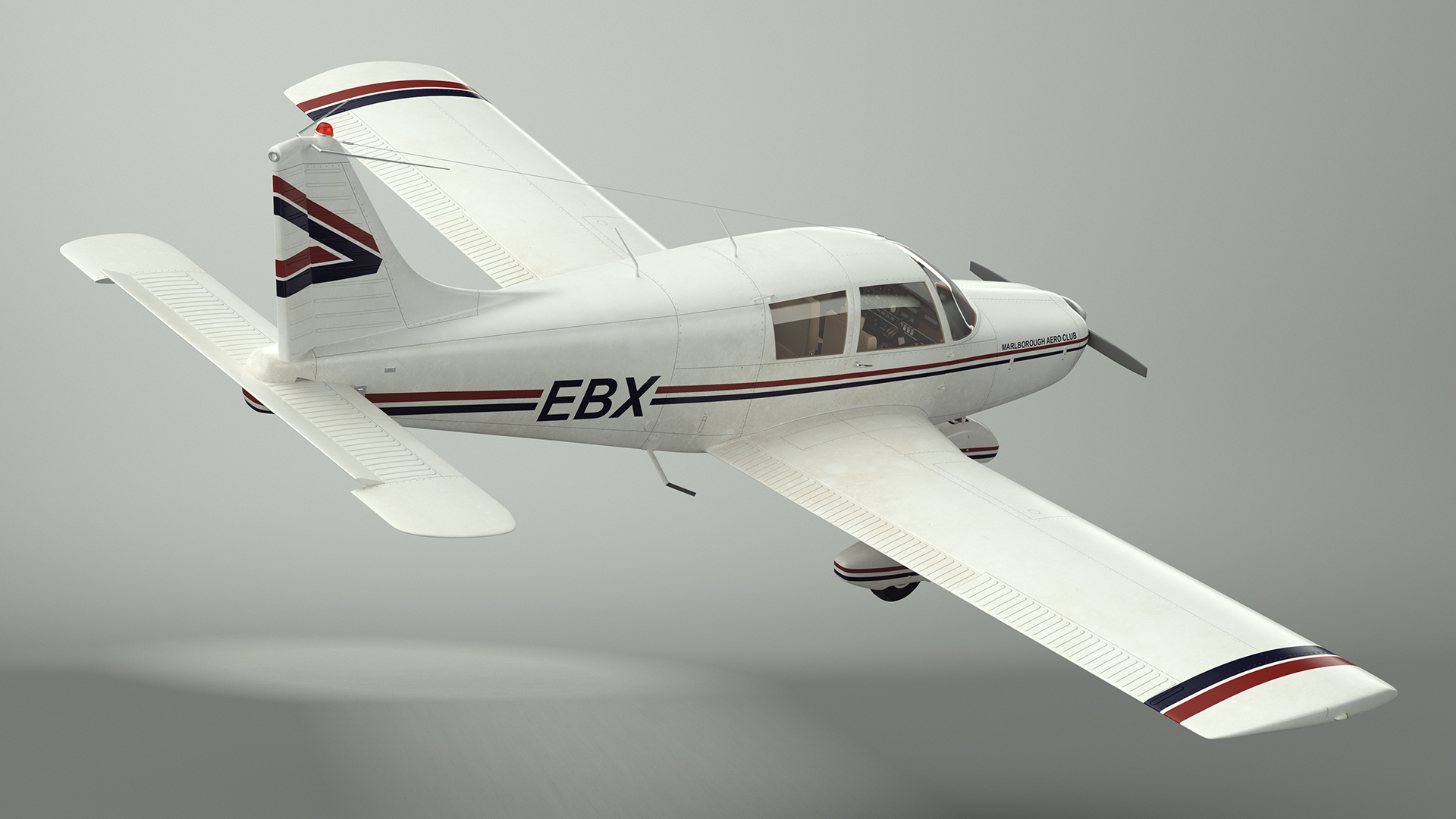 Private Propeller Aircraft Piper PA-28 Cherokee Rigged 3D model