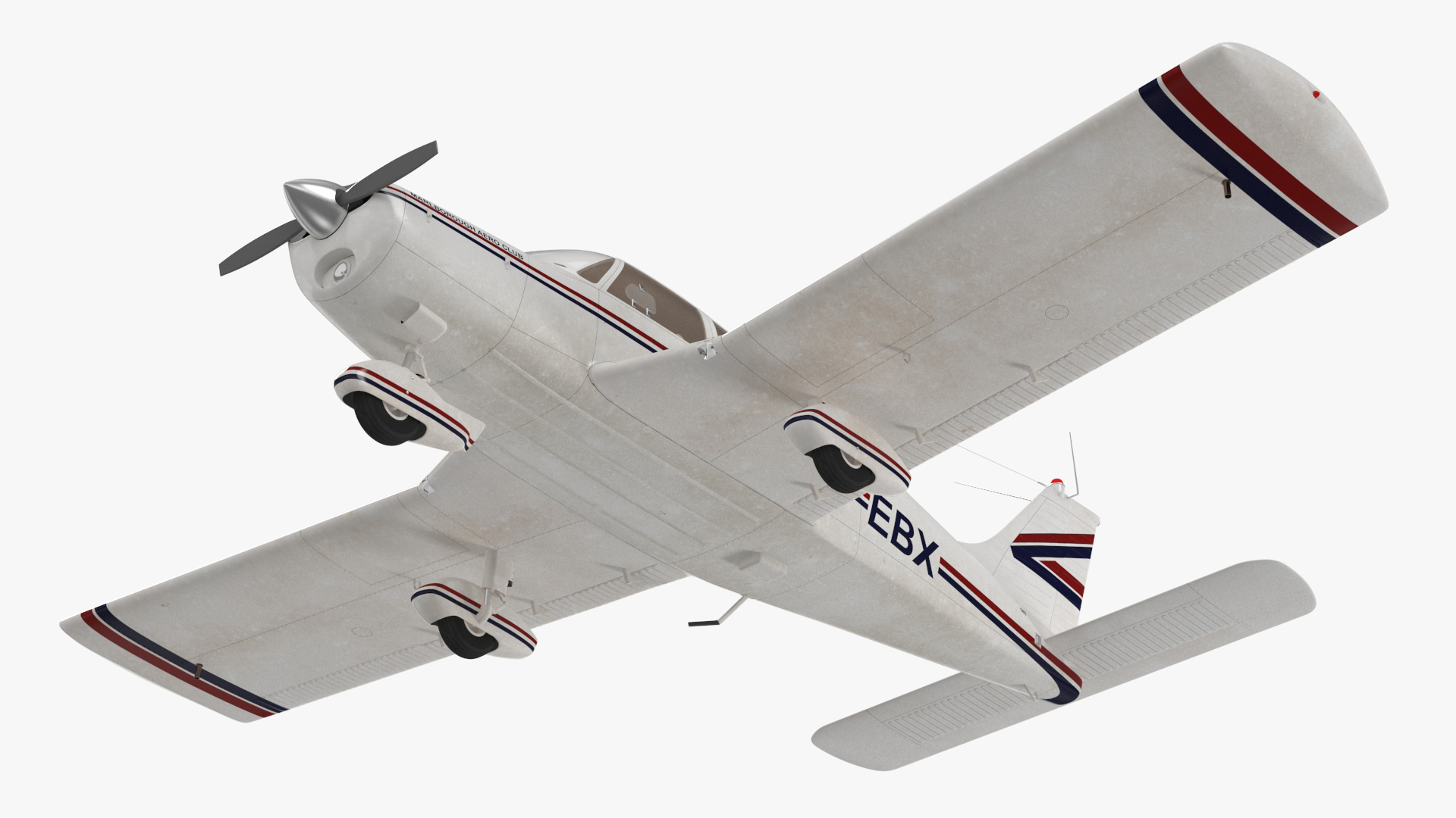 Private Propeller Aircraft Piper PA-28 Cherokee Rigged 3D model
