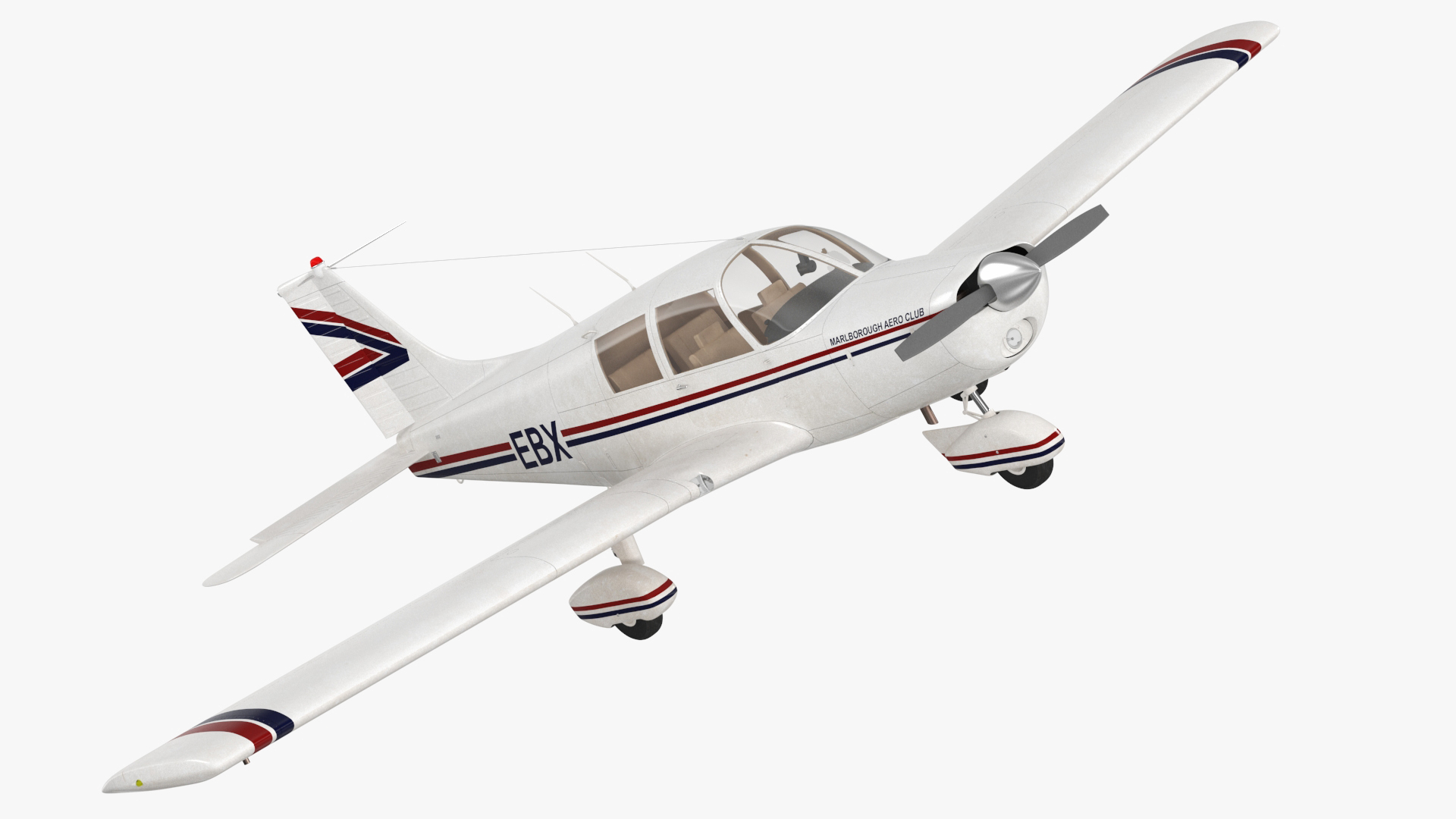 Private Propeller Aircraft Piper PA-28 Cherokee Rigged 3D model