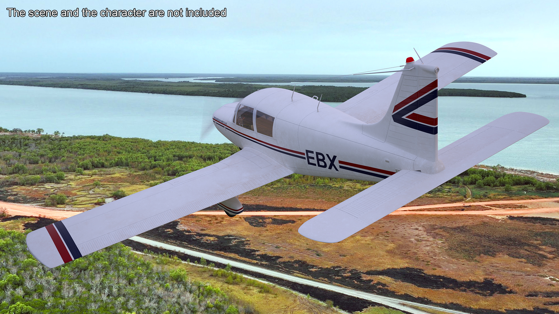 Private Propeller Aircraft Piper PA-28 Cherokee Rigged 3D model
