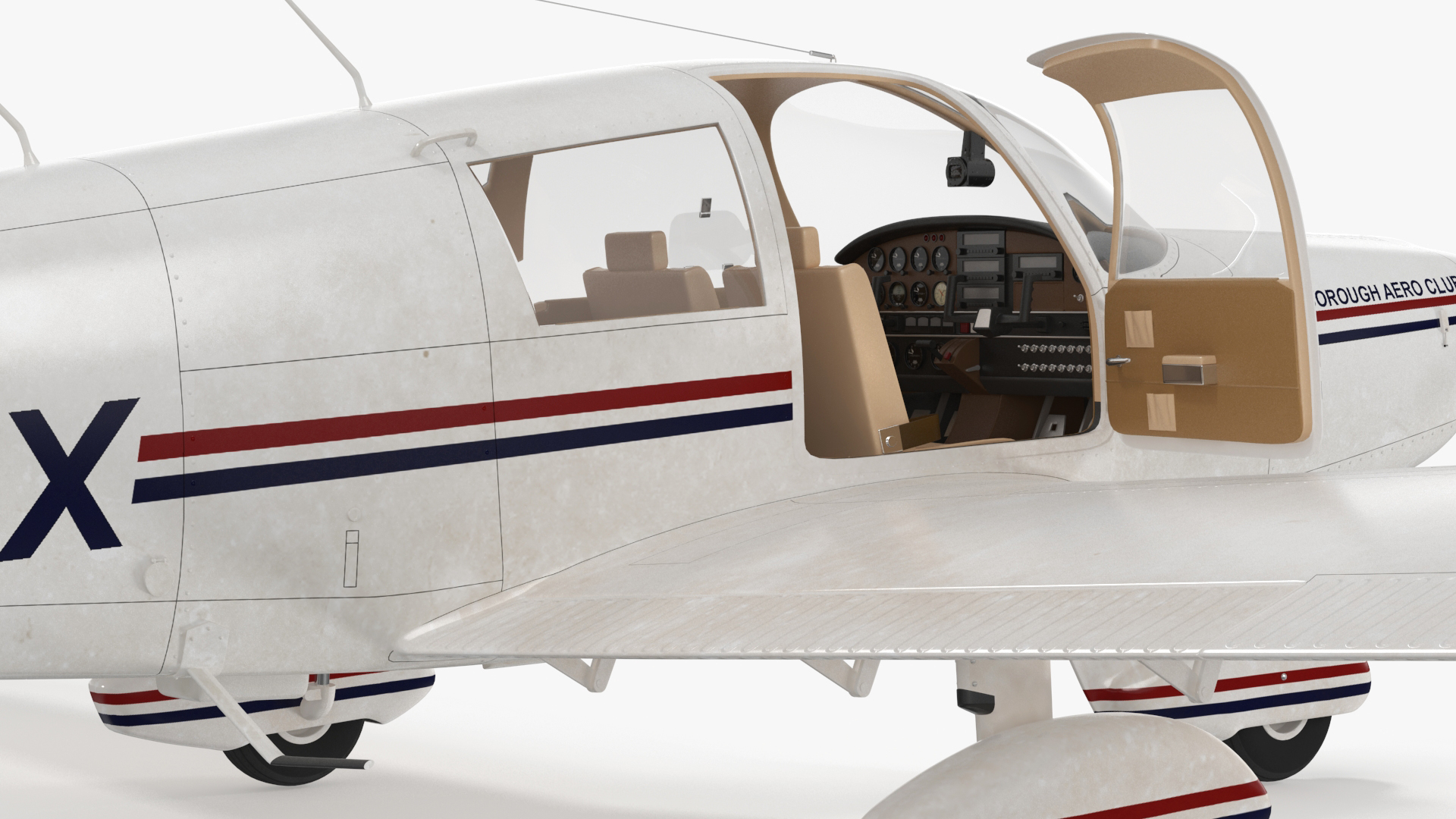Private Propeller Aircraft Piper PA-28 Cherokee Rigged 3D model