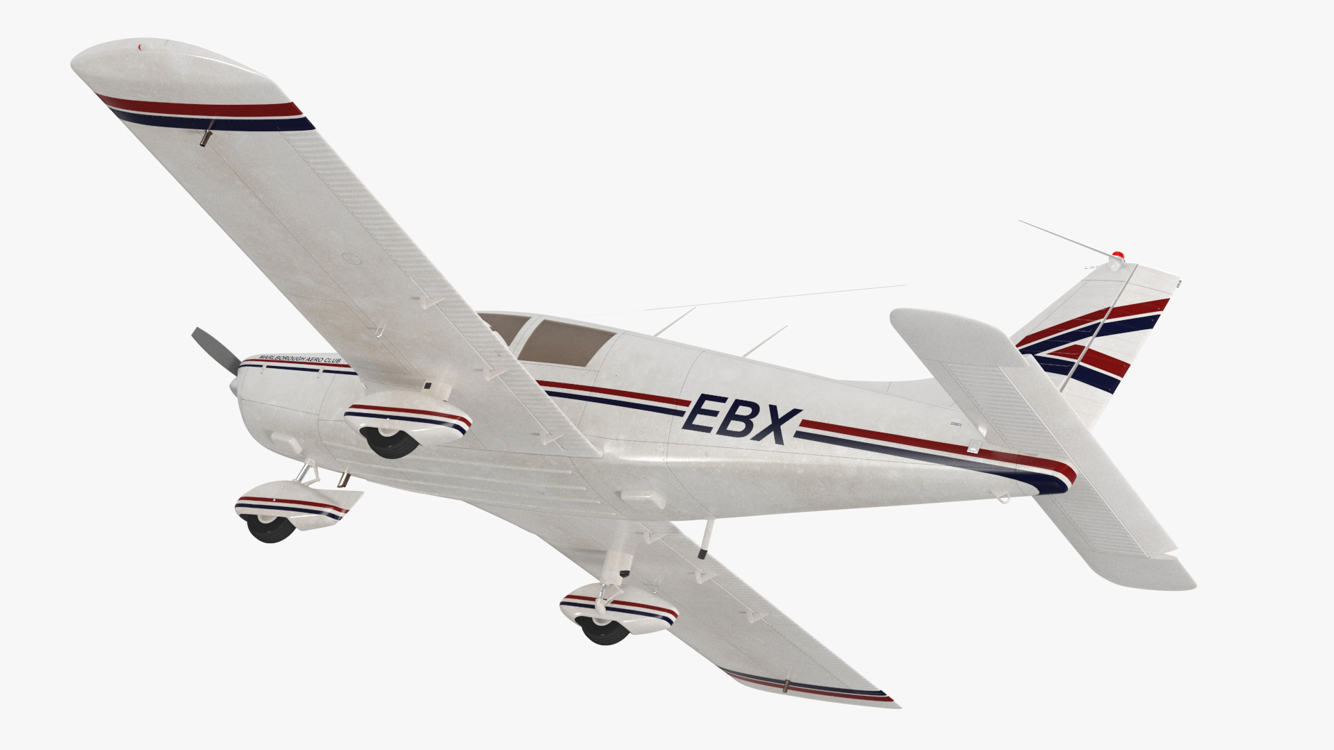 Private Propeller Aircraft Piper PA-28 Cherokee Rigged 3D model