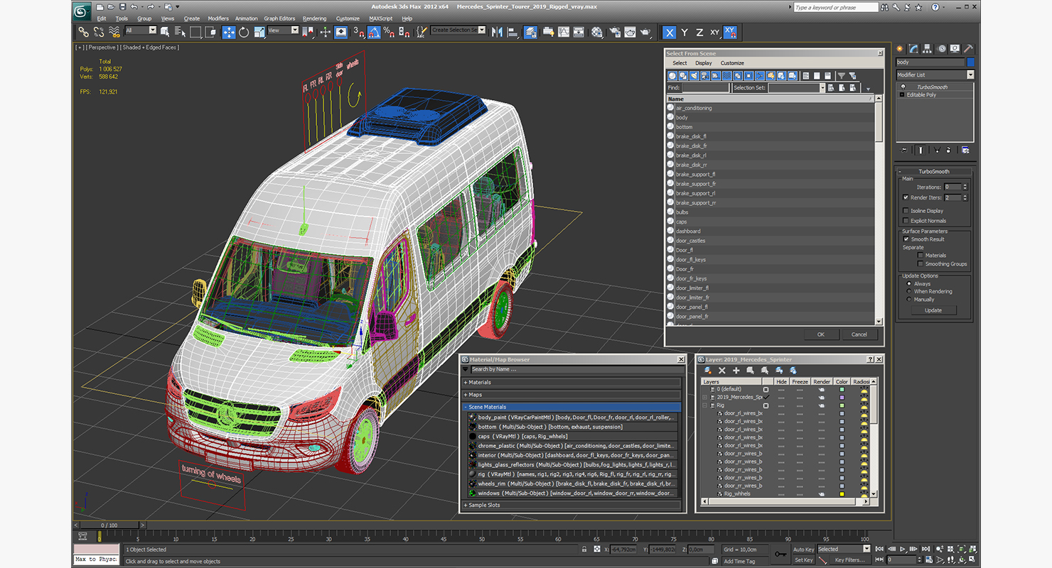 3D Mercedes Sprinter Tourer 2019 Rigged