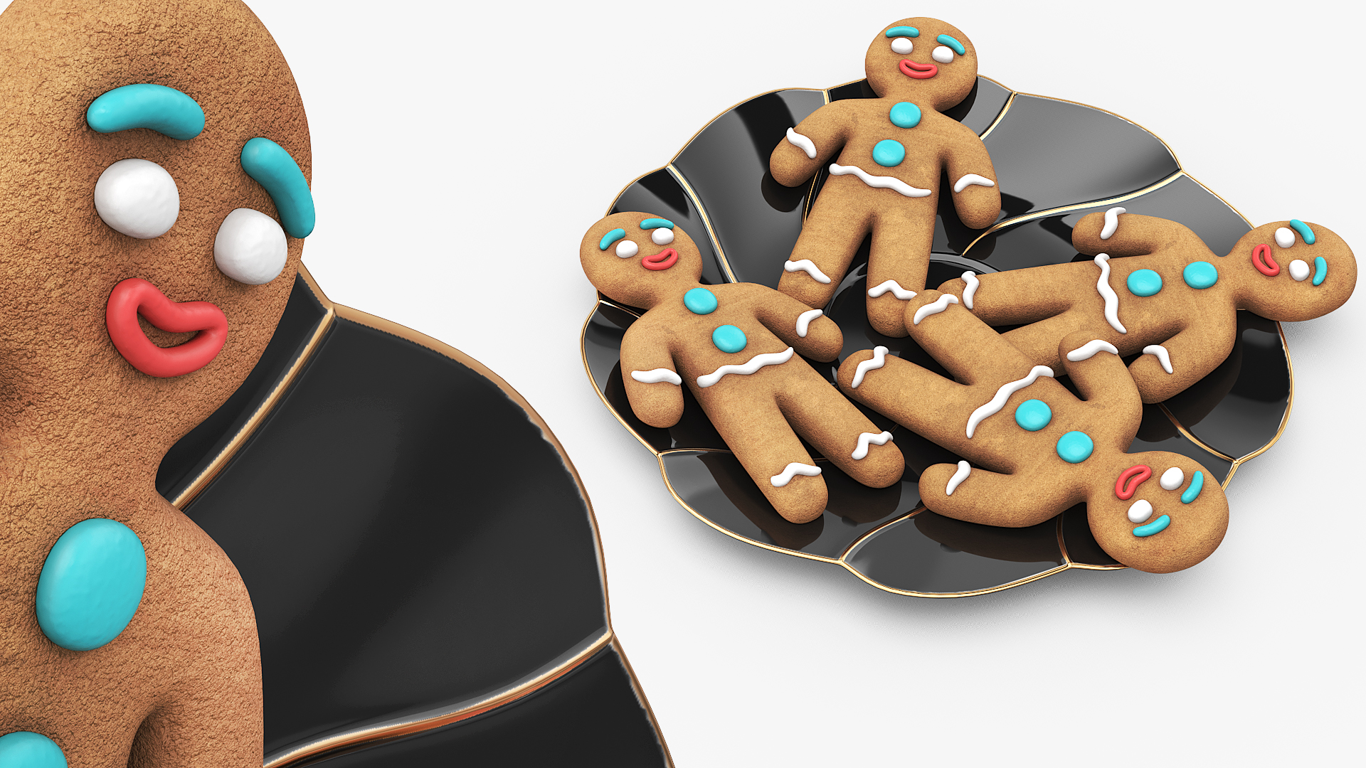Cream Filled Wafers on Dessert Plate Black - view 4