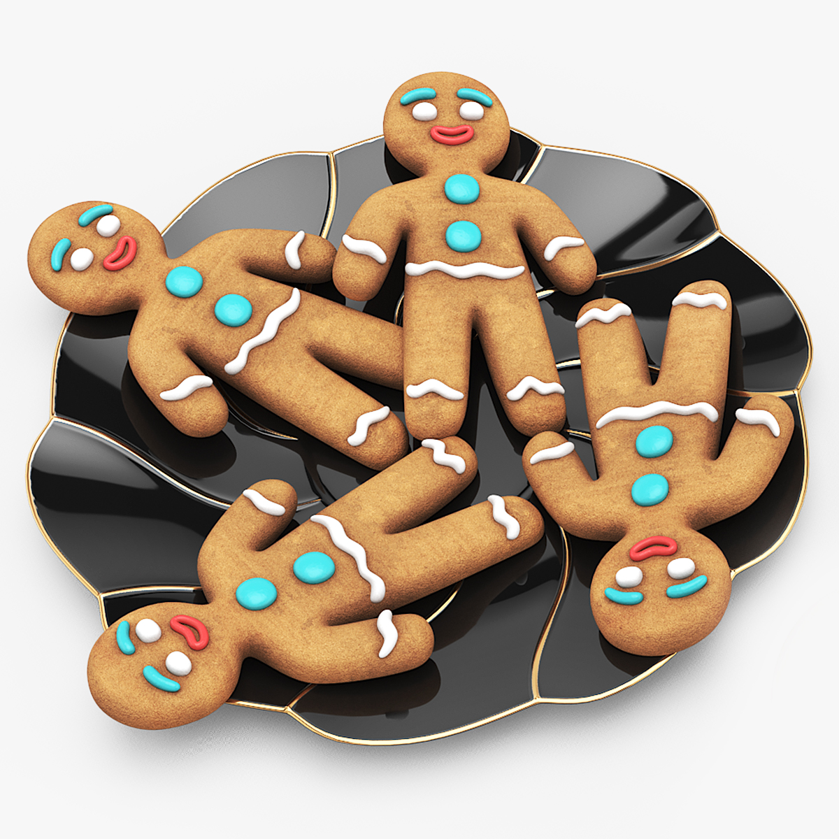 Cream Filled Wafers on Dessert Plate Black 3D model preview