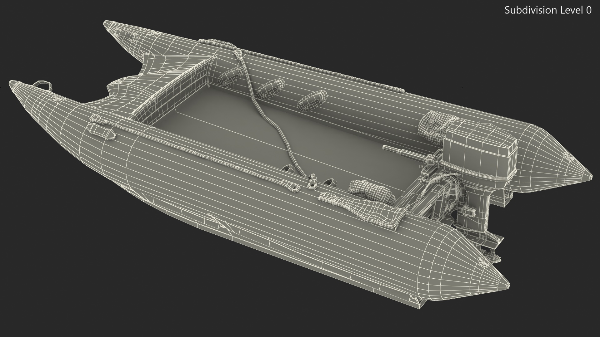 Racing Boat Gemini Zapcat F1 with Engine Grey Rigged 3D