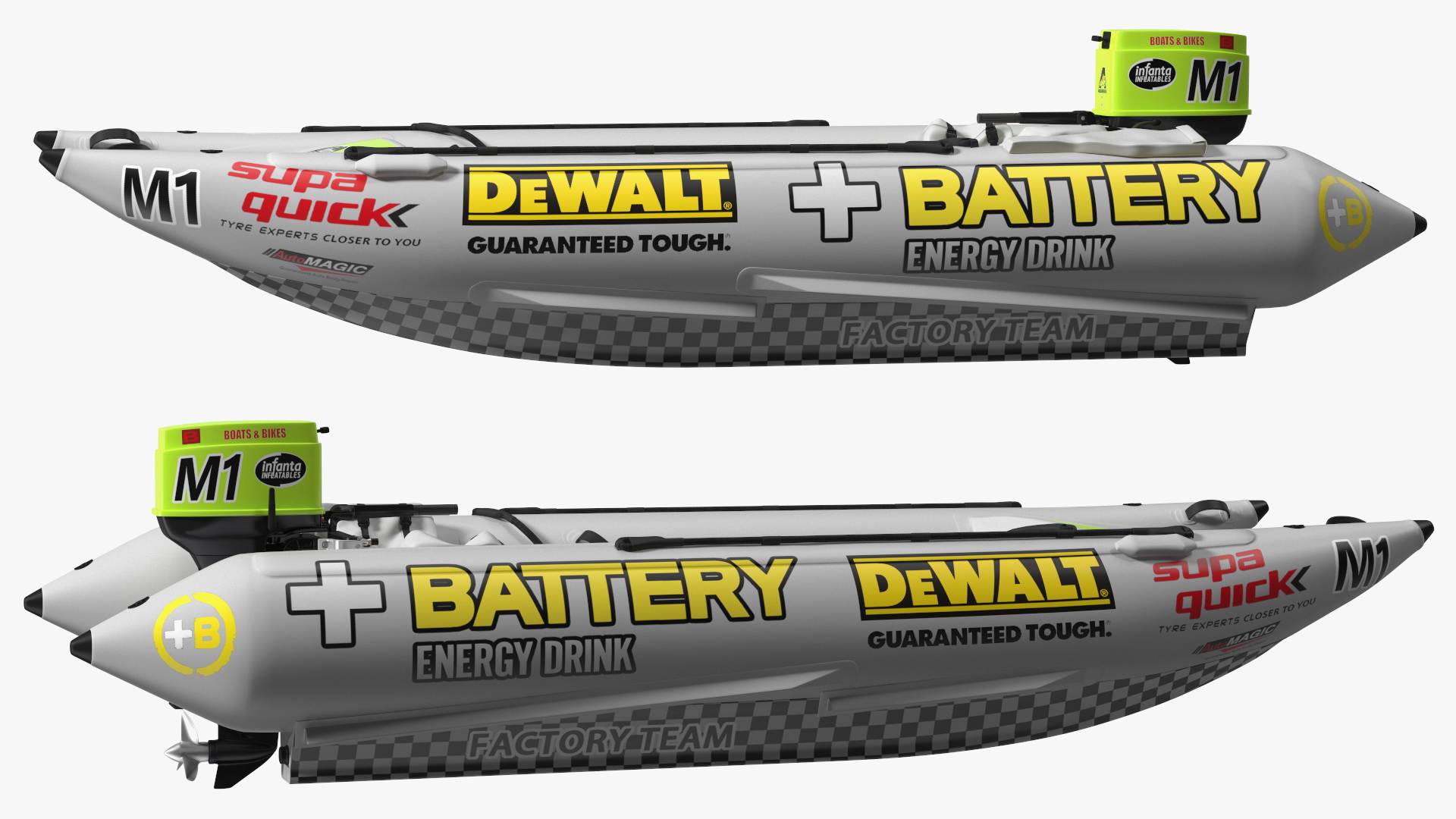 Racing Boat Gemini Zapcat F1 with Engine Grey Rigged 3D