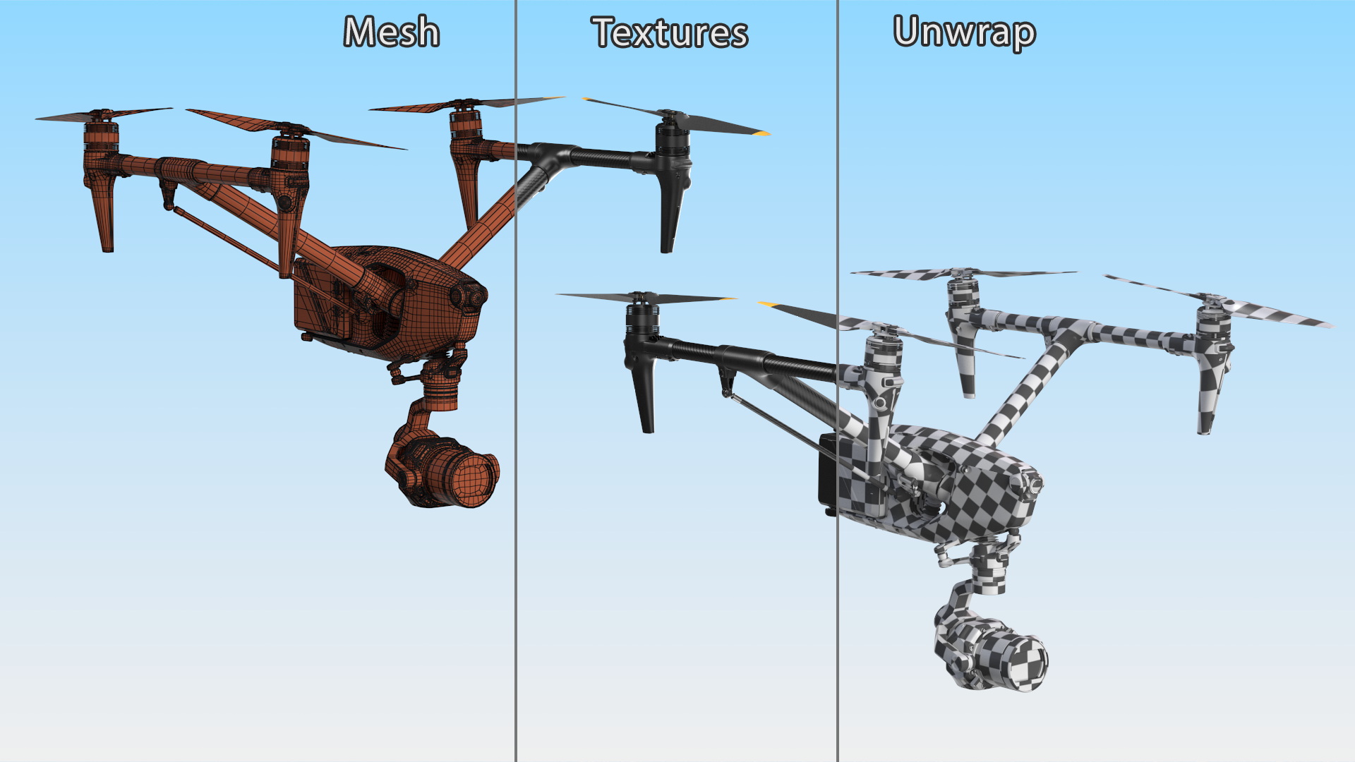 3D Drone DJI Inspires model