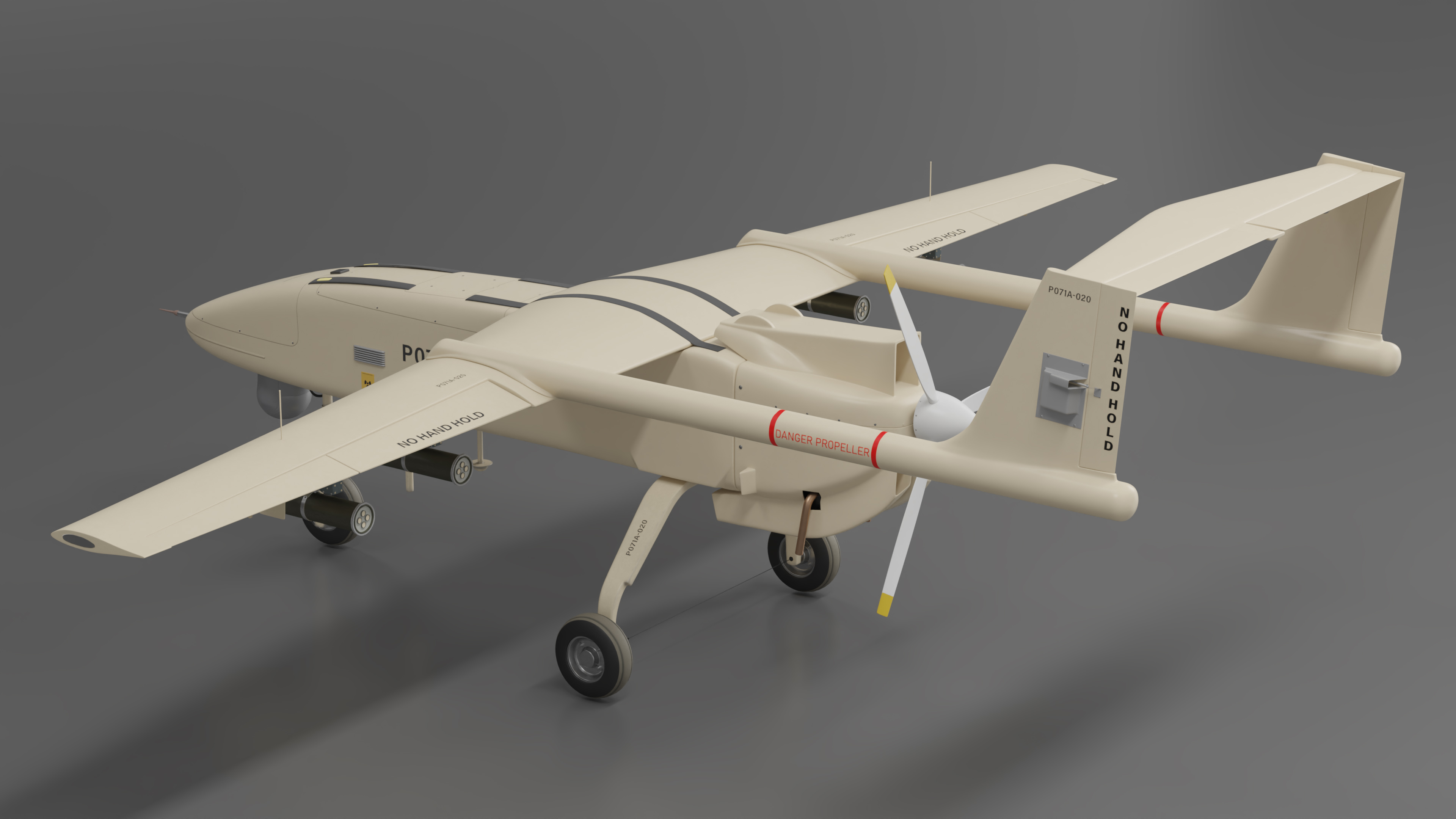 Reconnaissance Iranian Drone Mohajer-6 Sand Color 3D model