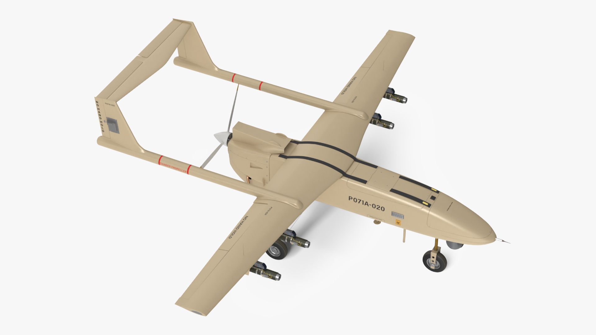 Reconnaissance Iranian Drone Mohajer-6 Sand Color 3D model