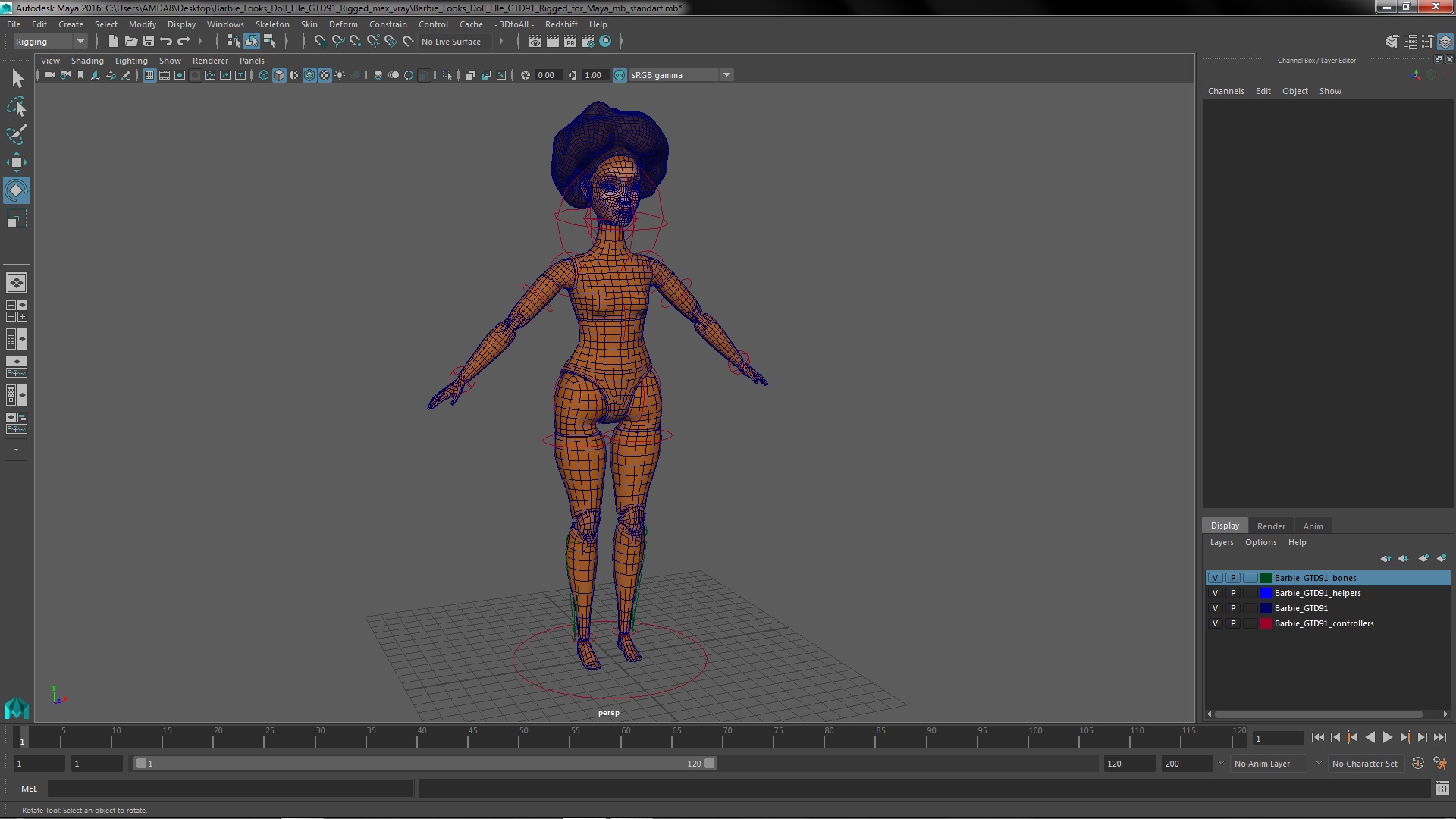 Barbie Looks Doll Elle GTD91 Rigged for Maya 3D model