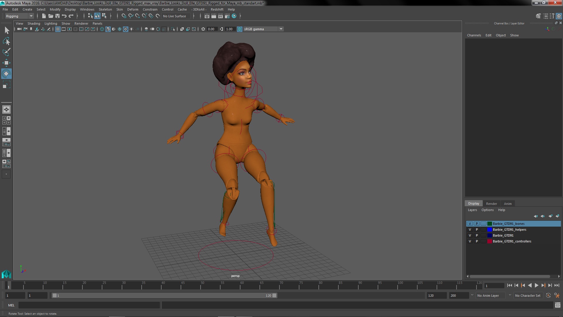 Barbie Looks Doll Elle GTD91 Rigged for Maya 3D model