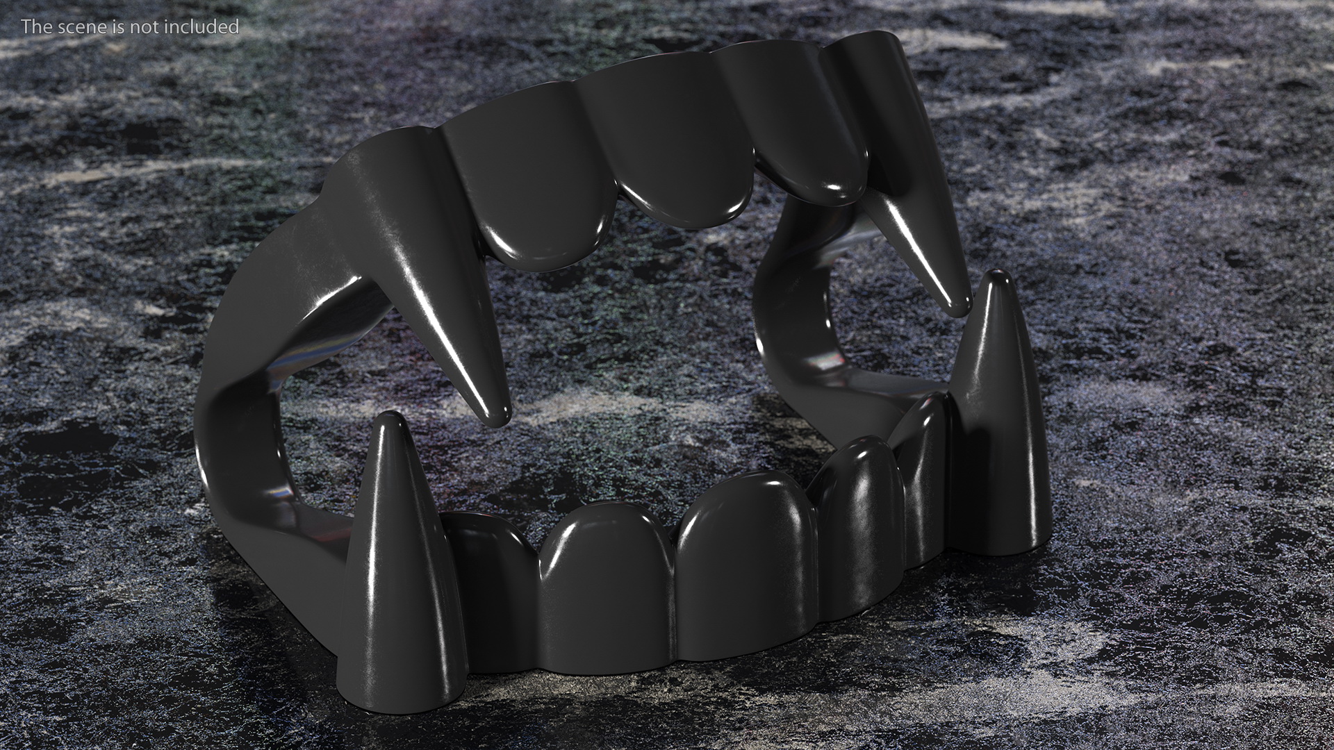 Plastic Vampire Teeth Black Rigged 3D model