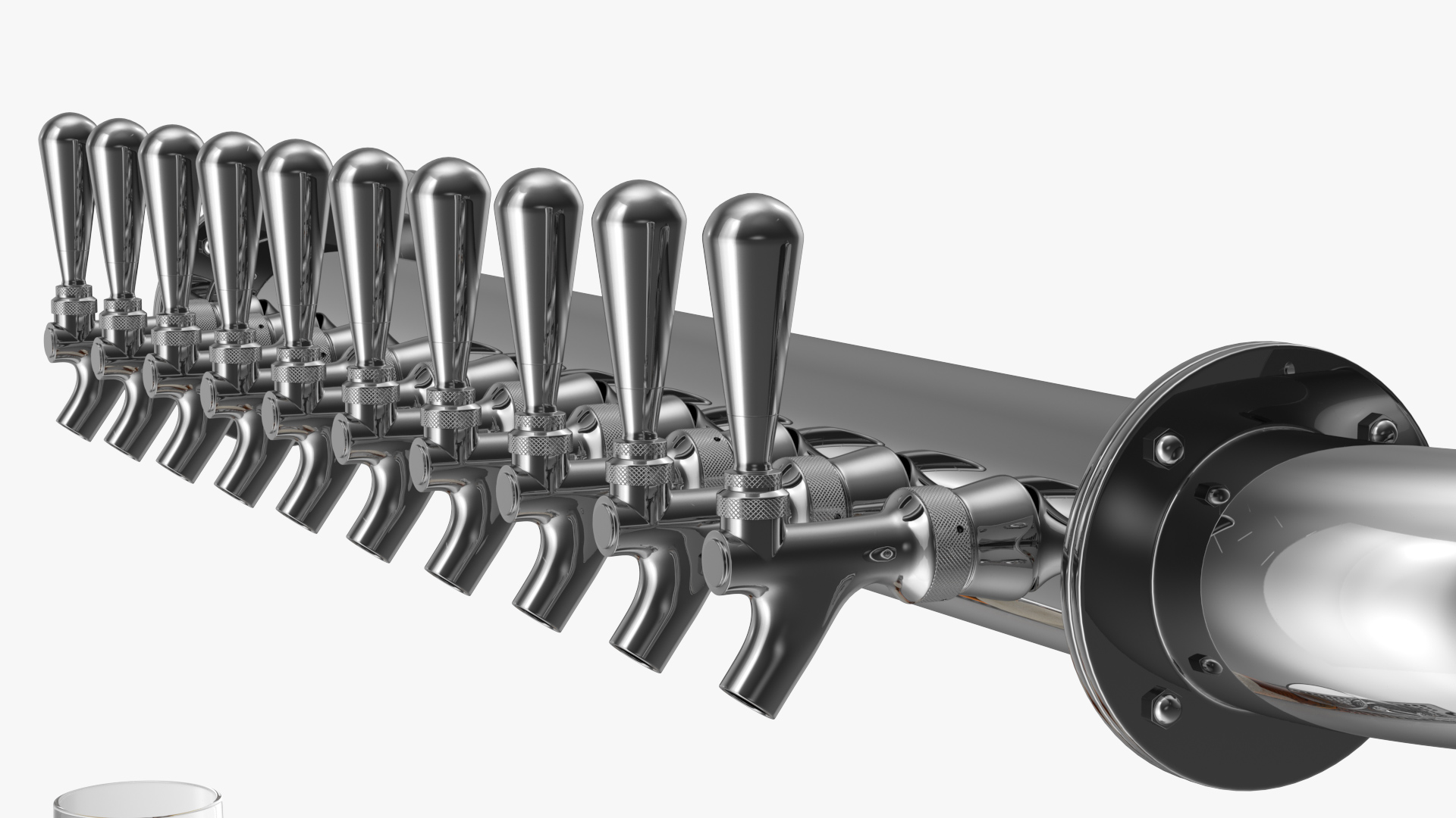 Wall Mount Rail Draft Beer Tower with Beer Mugs 3D