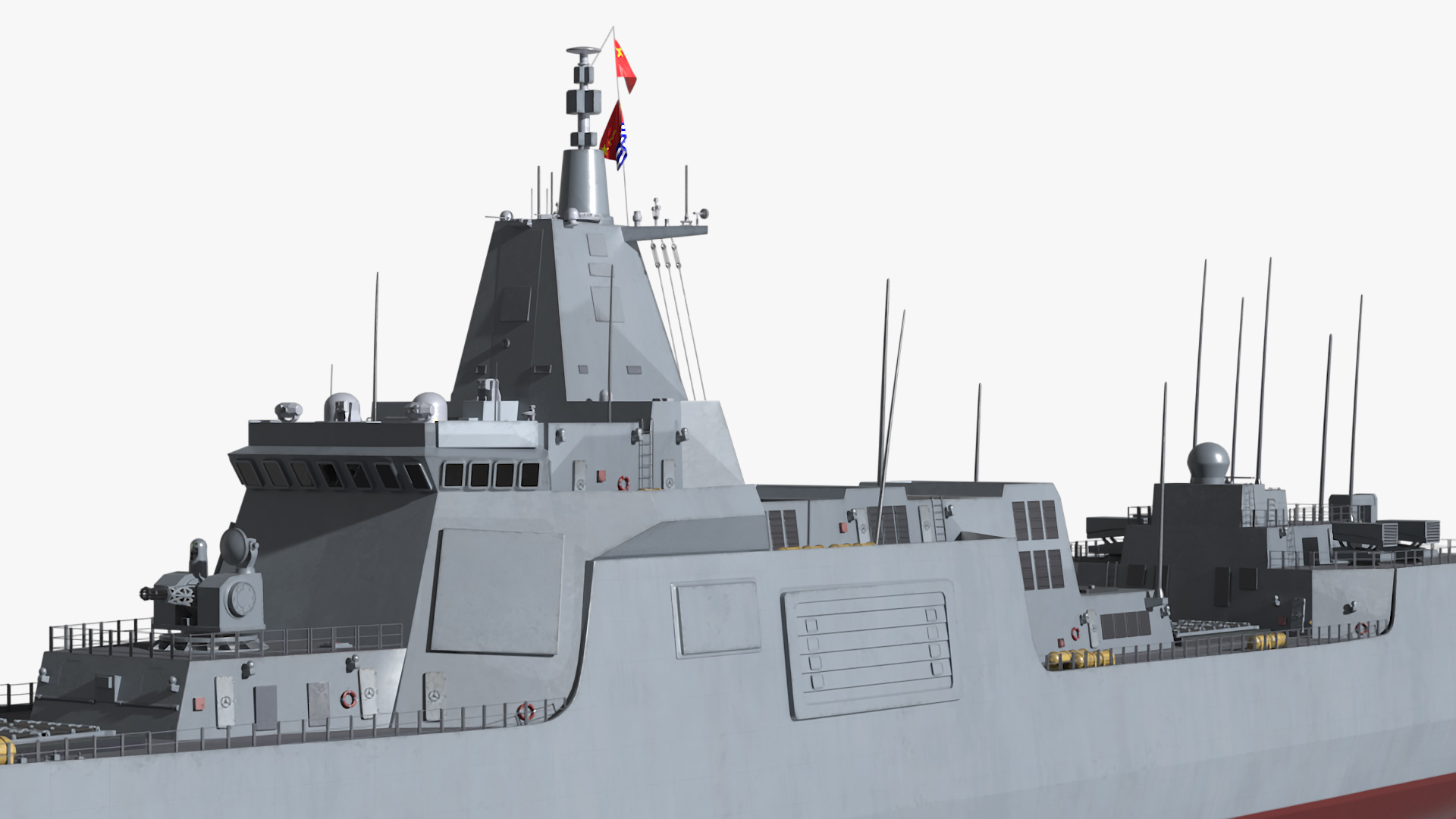 3D Type-055s Destroyer with Harbin Z-9WZ Helicopter model