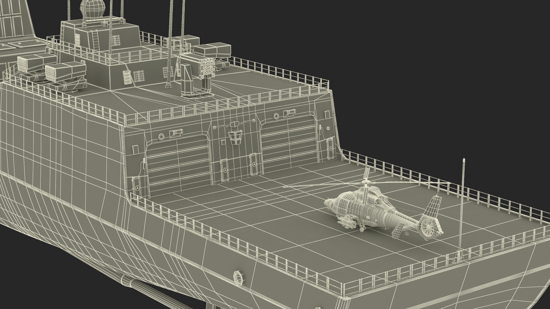 3D Type-055s Destroyer with Harbin Z-9WZ Helicopter model